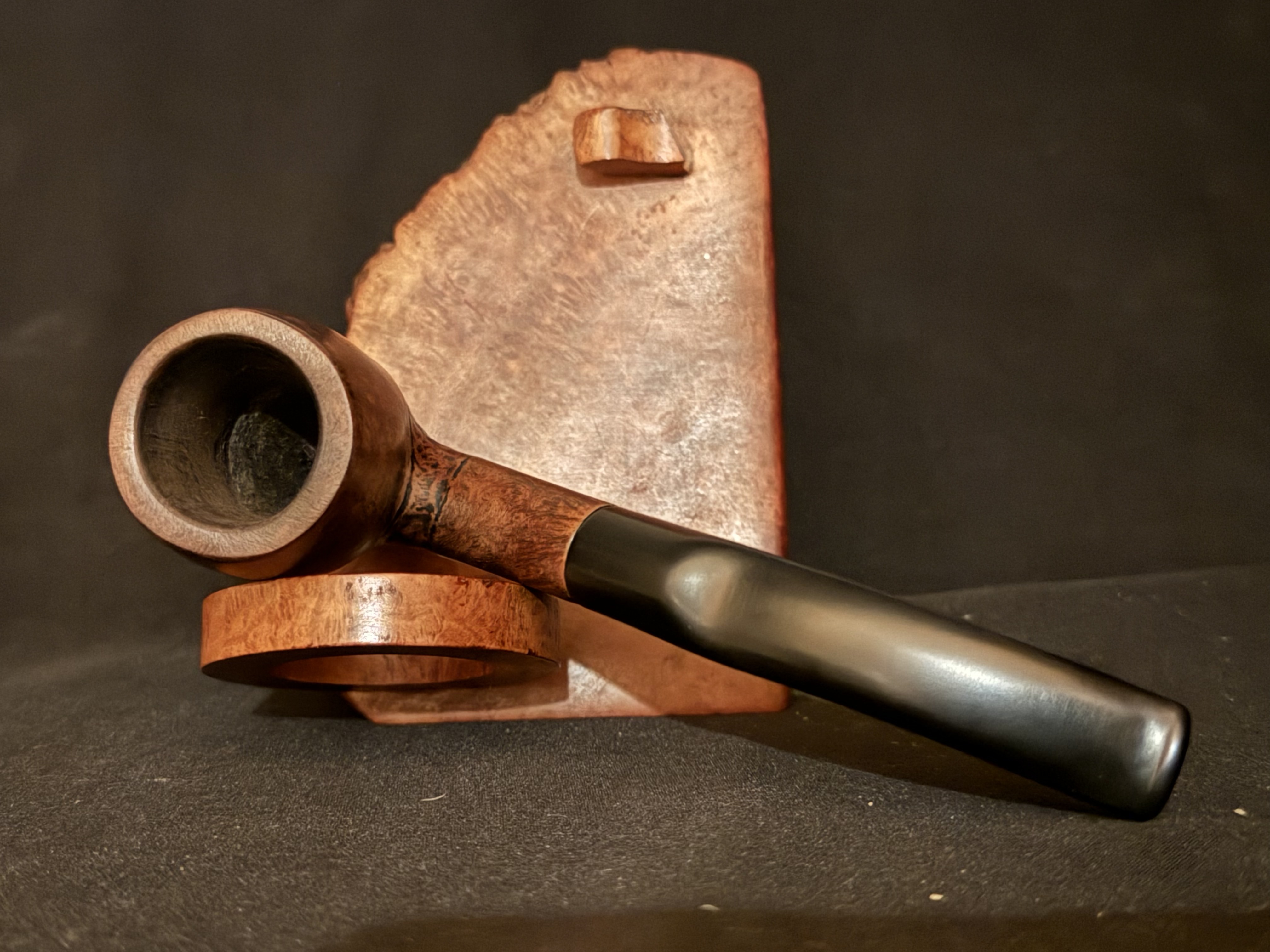 Johs Hand Made Denmark Bent Pickaxe Estate Pipe, Part Sandblast, Saddle Stem 7