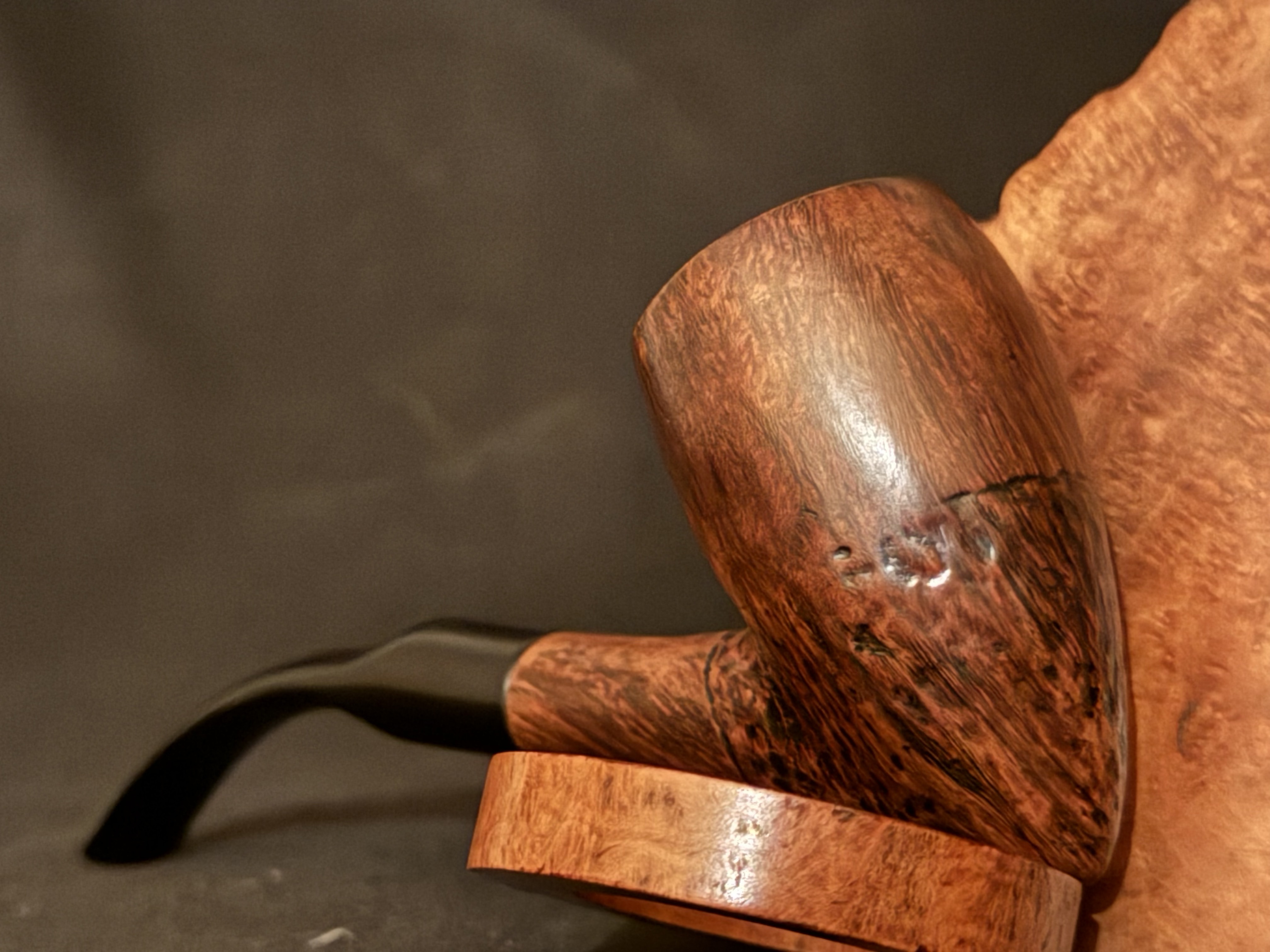 Johs Hand Made Denmark Bent Pickaxe Estate Pipe, Part Sandblast, Saddle Stem 9