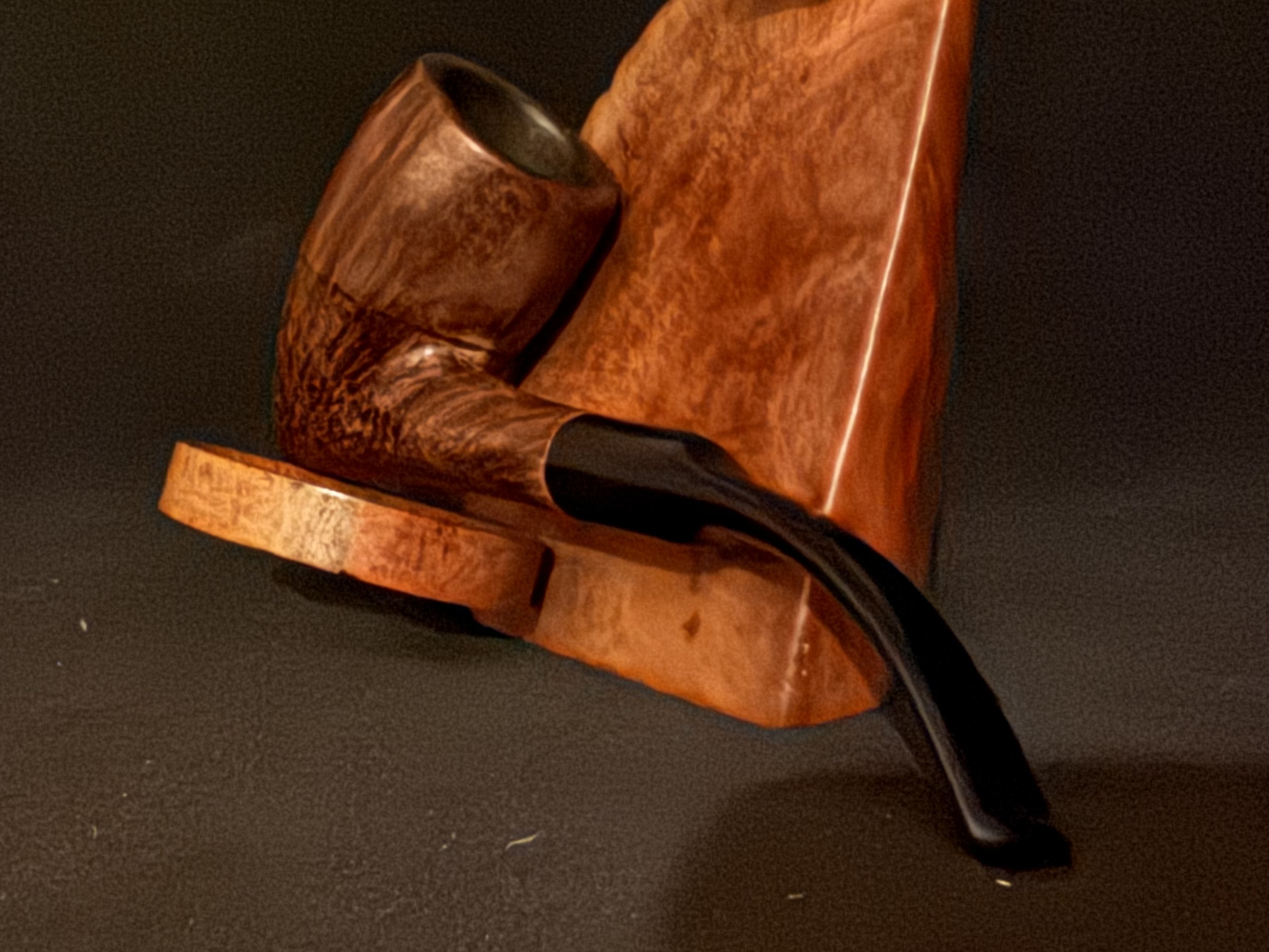 Johs Hand Made Denmark Bent Pickaxe Estate Pipe, Part Sandblast, Saddle Stem 10