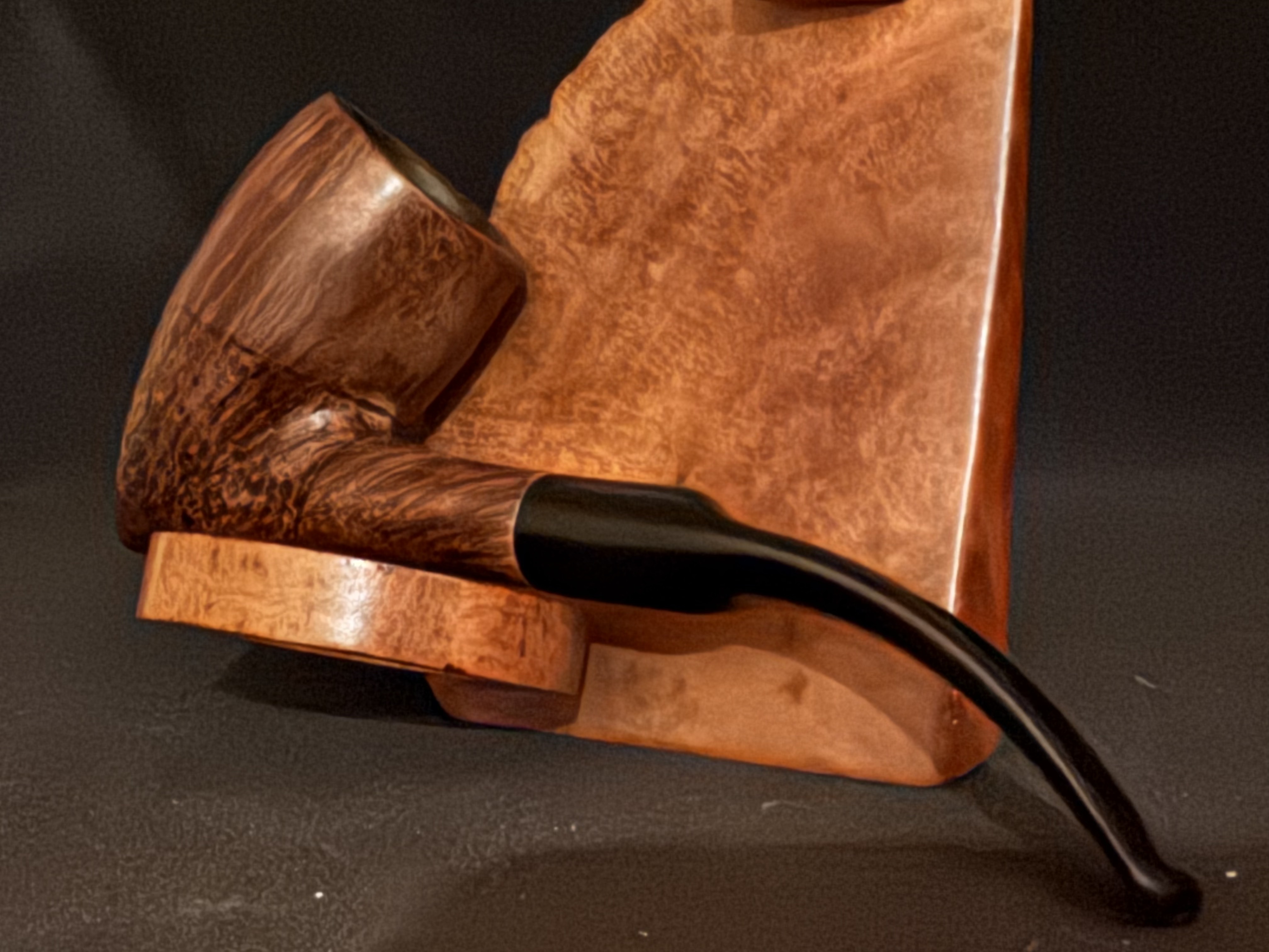 Johs Hand Made Denmark Bent Pickaxe Estate Pipe, Part Sandblast, Saddle Stem 11
