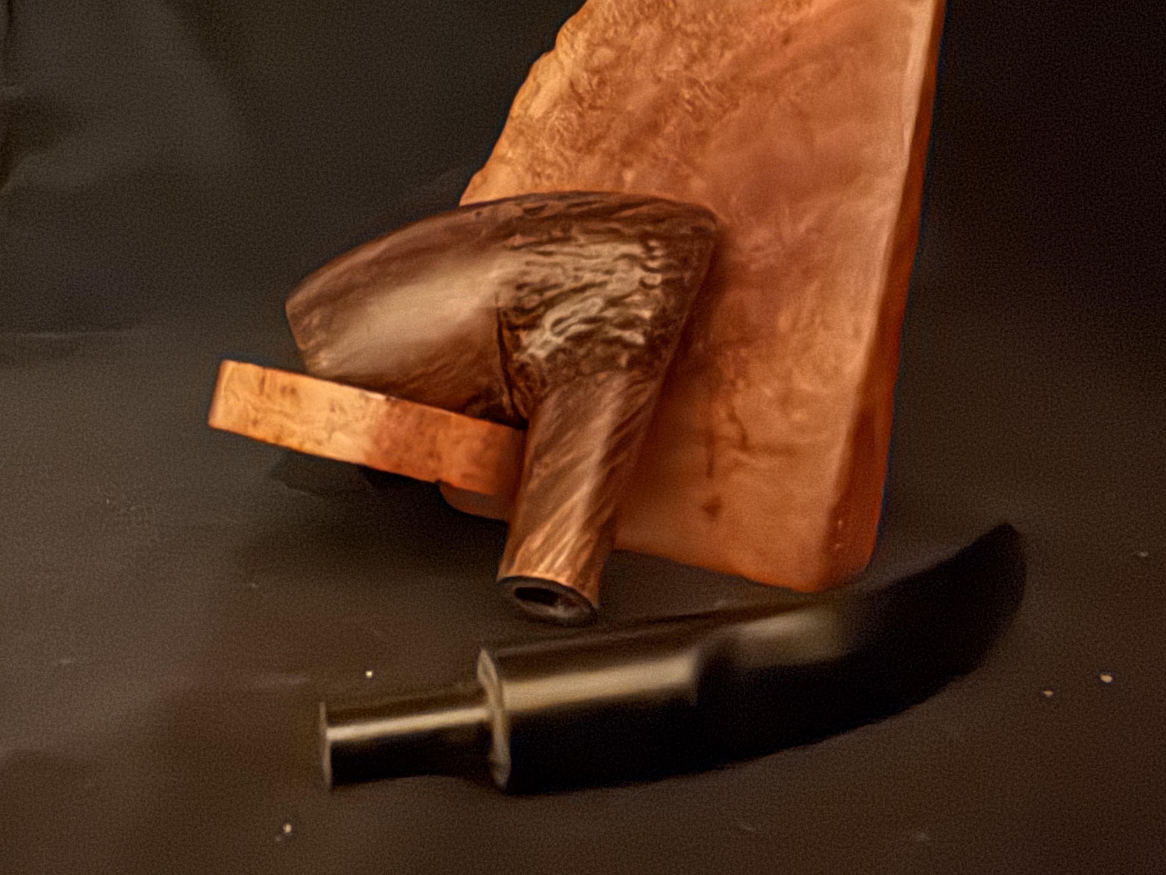 Johs Hand Made Denmark Bent Pickaxe Estate Pipe, Part Sandblast, Saddle Stem 12
