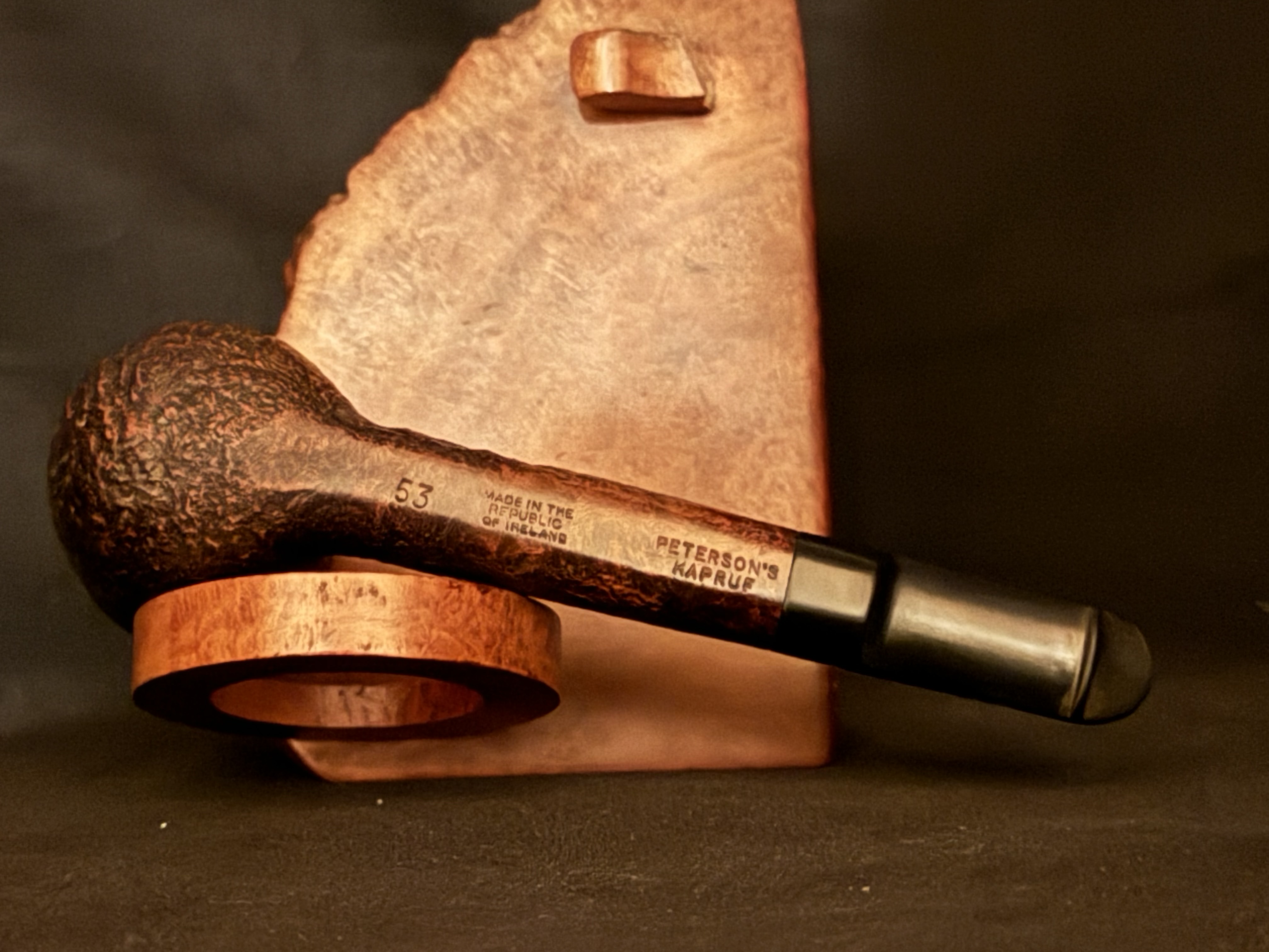 Peterson Kapruf 53 Sandblasted Smooth Vulcanite Saddle Stem 1996 Estate Pipe 6