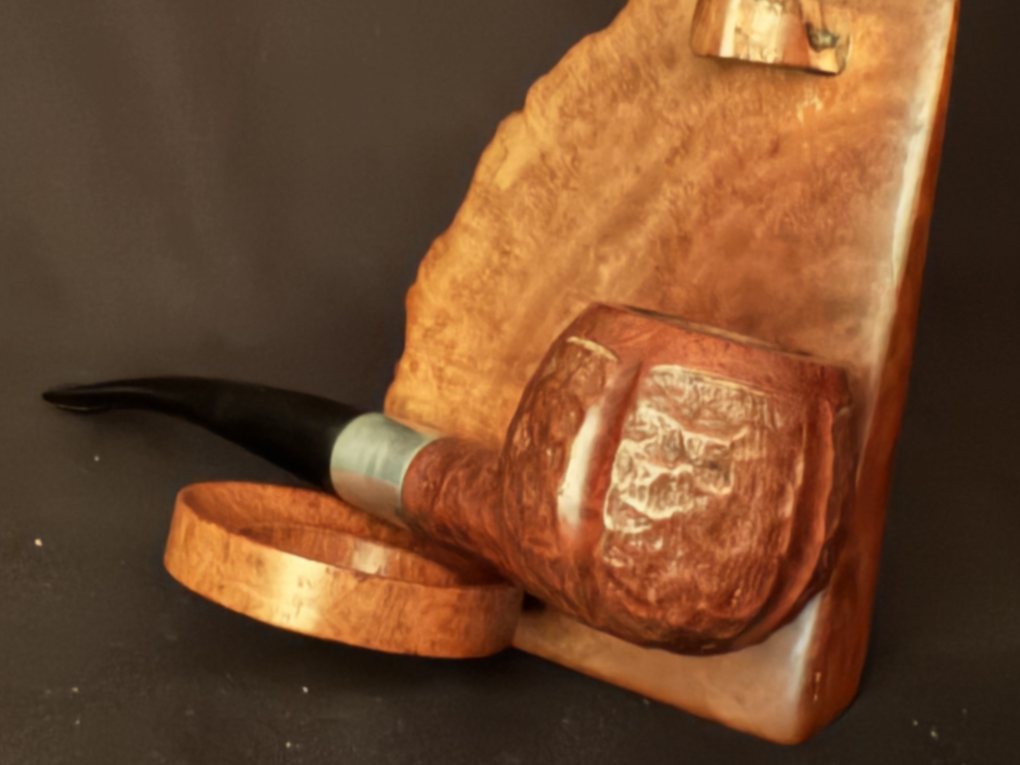 Kaywoodie Signet Rustic Straight Prince Estate Pipe - Vulcanite Fishtail Stem, Wide Metal Band 7