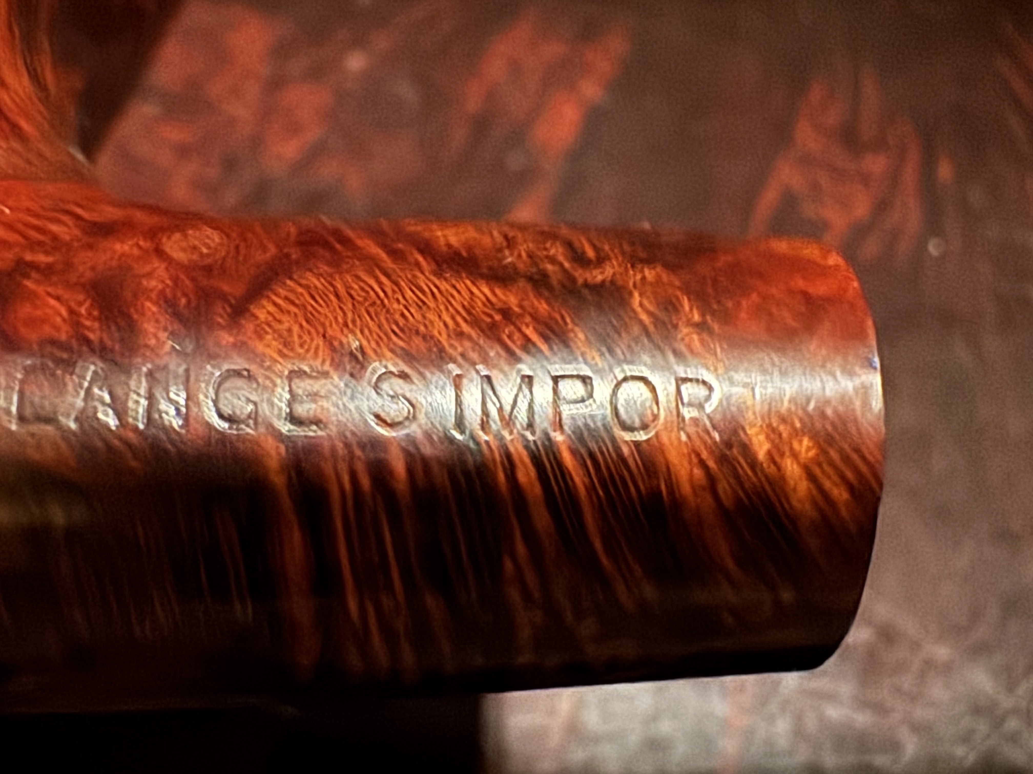 Lange's Imported, Made in London England - Smooth Bent Billiard Estate Pipe, Vulcanite Stem, 9mm Filter 10