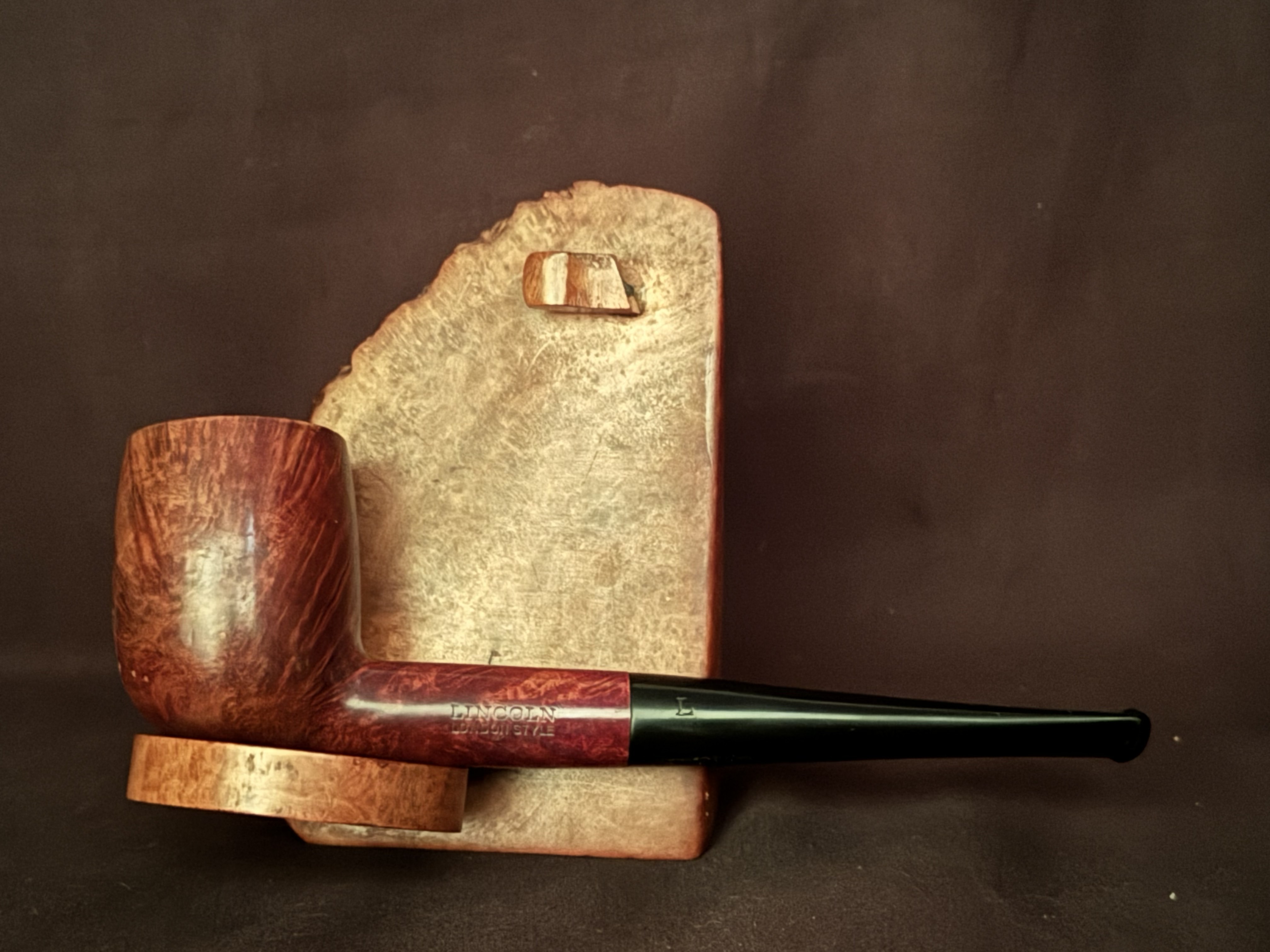 Lincoln London Smooth Reddish Billiard Vulcanite Stem Estate Pipe 3