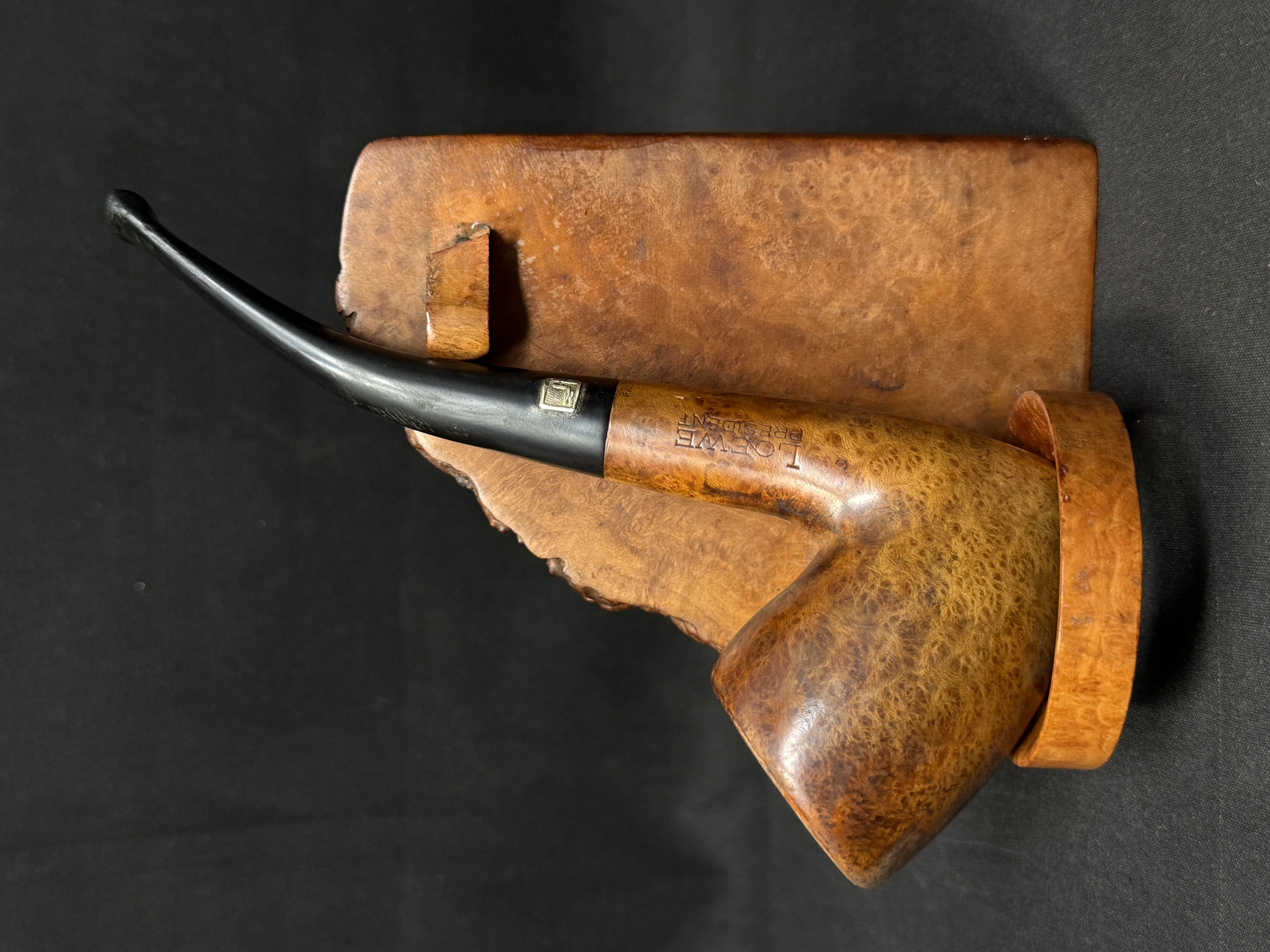 Loewe President 020 Bent Axe Smooth Vulcanite Estate Pipe 2