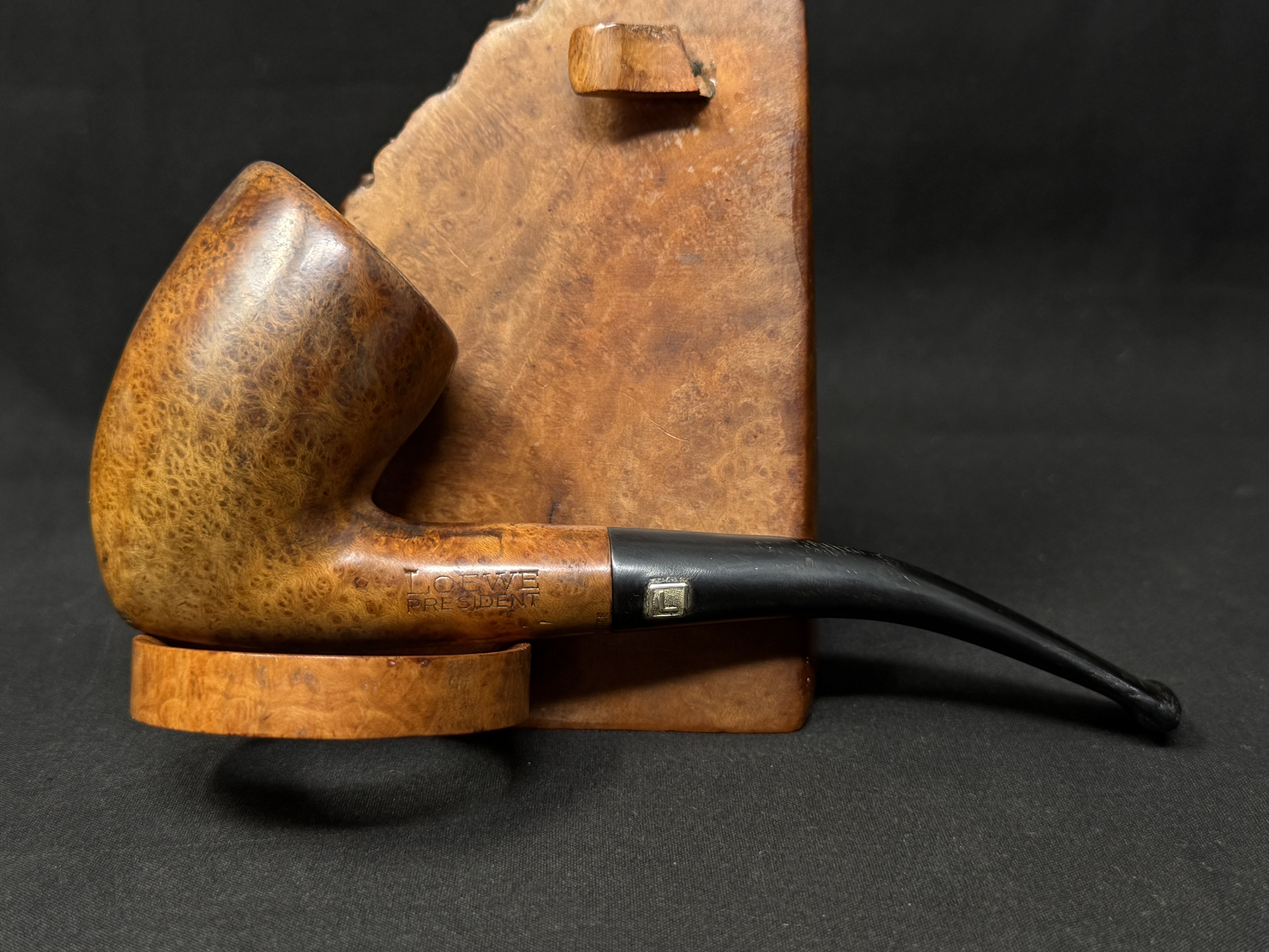 Loewe President 020 Bent Axe Smooth Vulcanite Estate Pipe 3