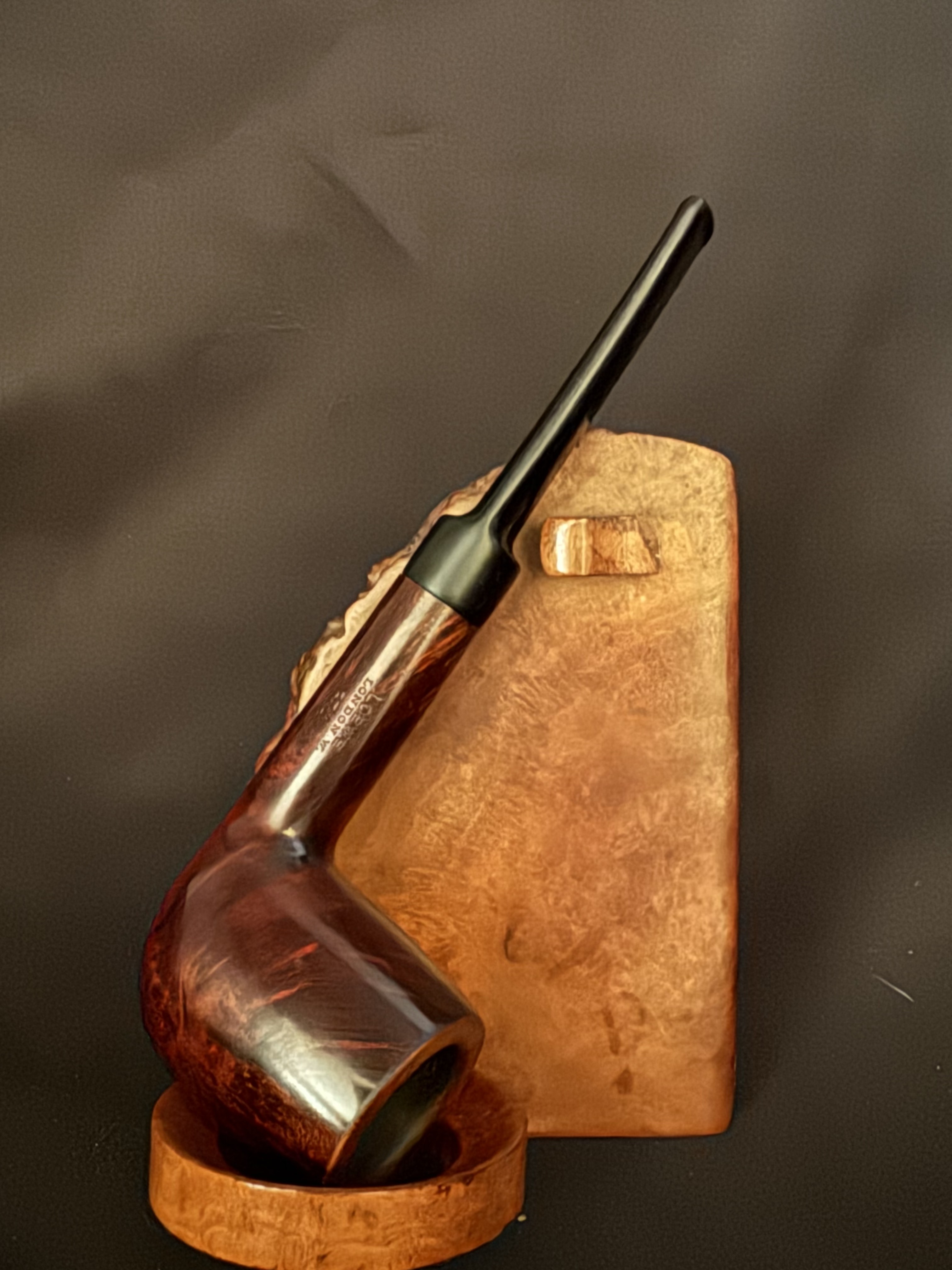 Loewe London W. Standard Smooth Straight Billiard Estate Pipe, Reddish Finish, Fishtail 4
