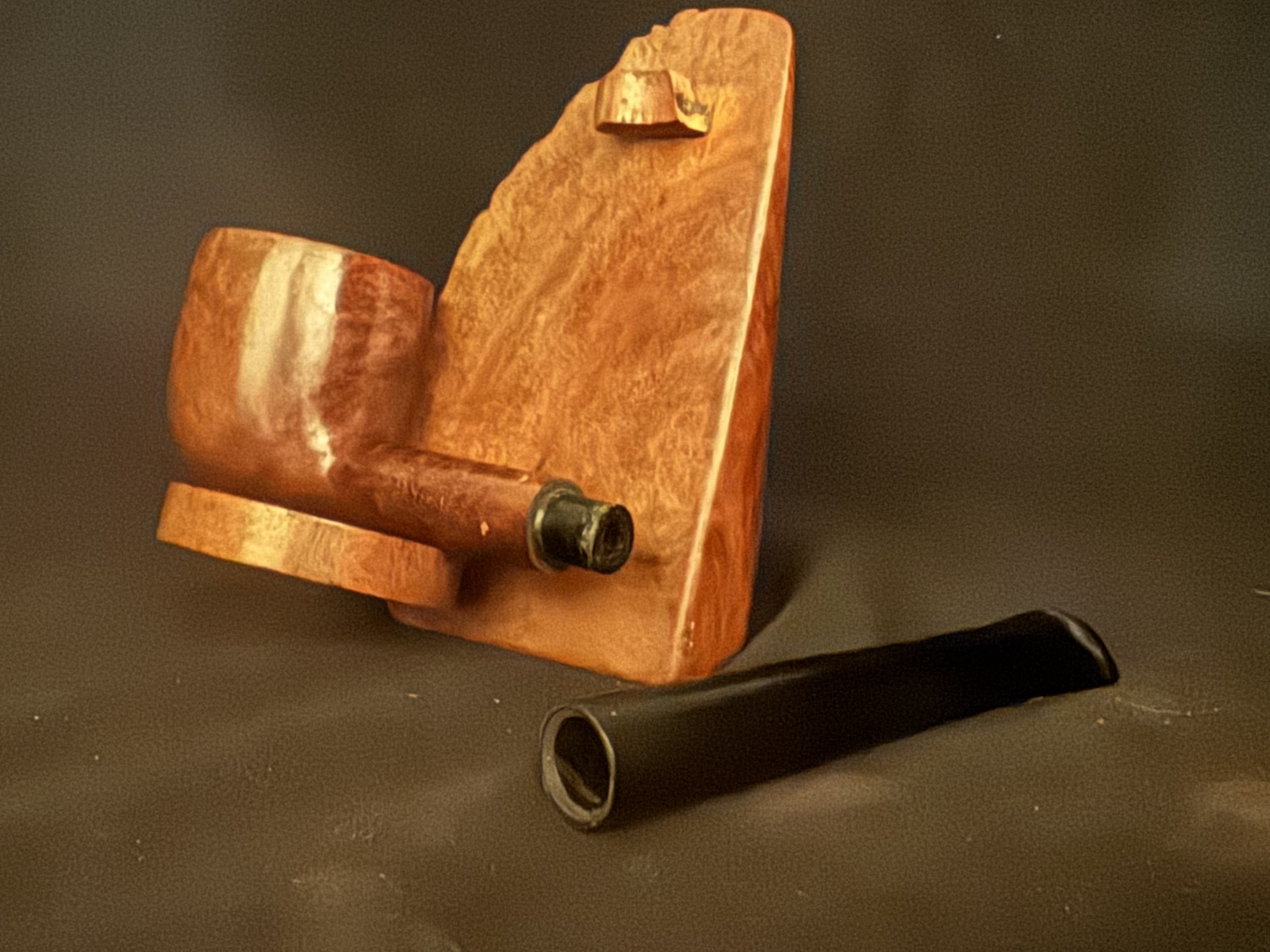 Denicotea Deluxe Krocket 791 Smooth Long Straight Pot Estate Pipe - Vulcanite Fishtail Stem, 9mm Filter 4