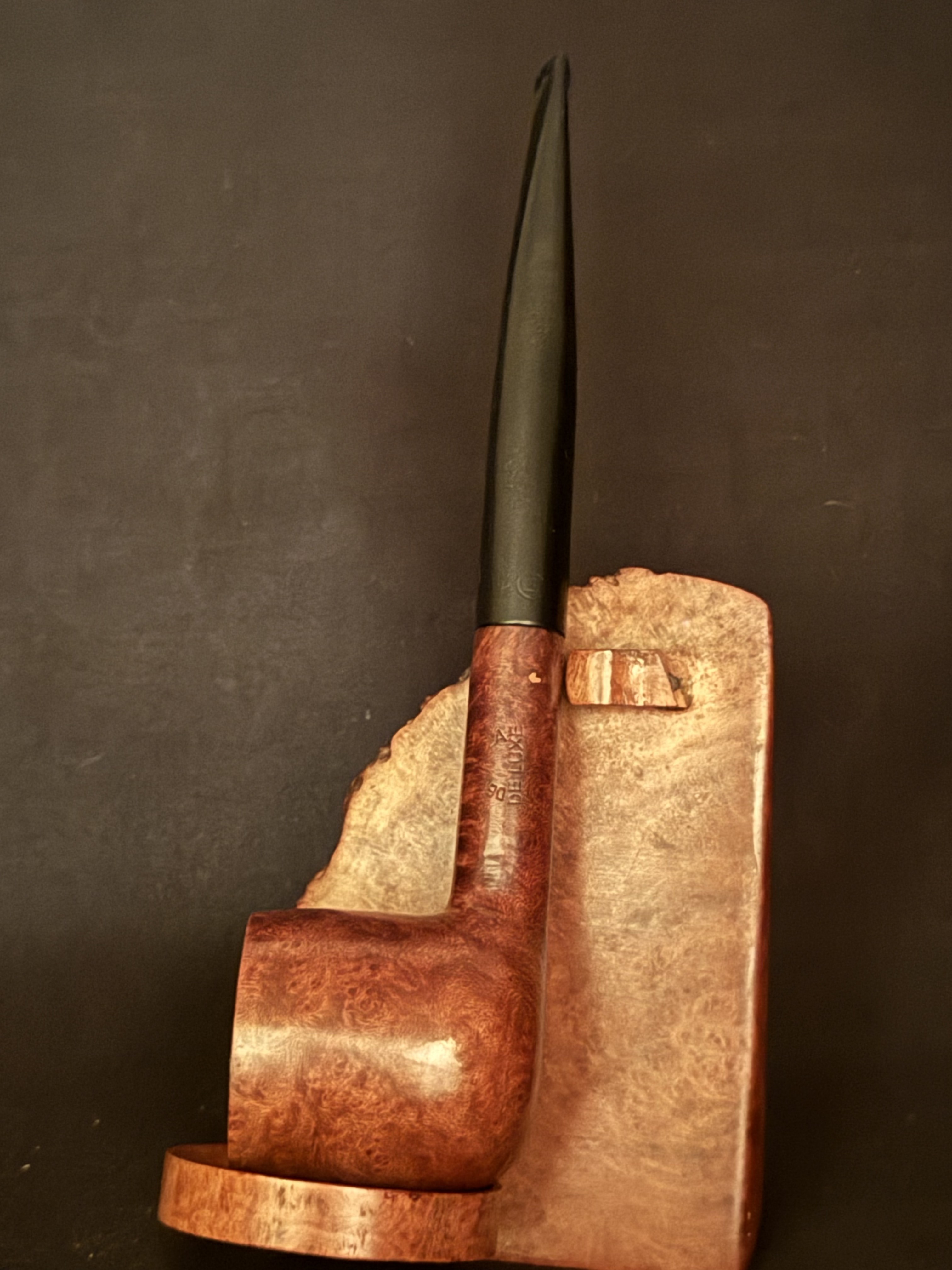 Denicotea Deluxe Krocket 791 Smooth Long Straight Pot Estate Pipe - Vulcanite Fishtail Stem, 9mm Filter 6