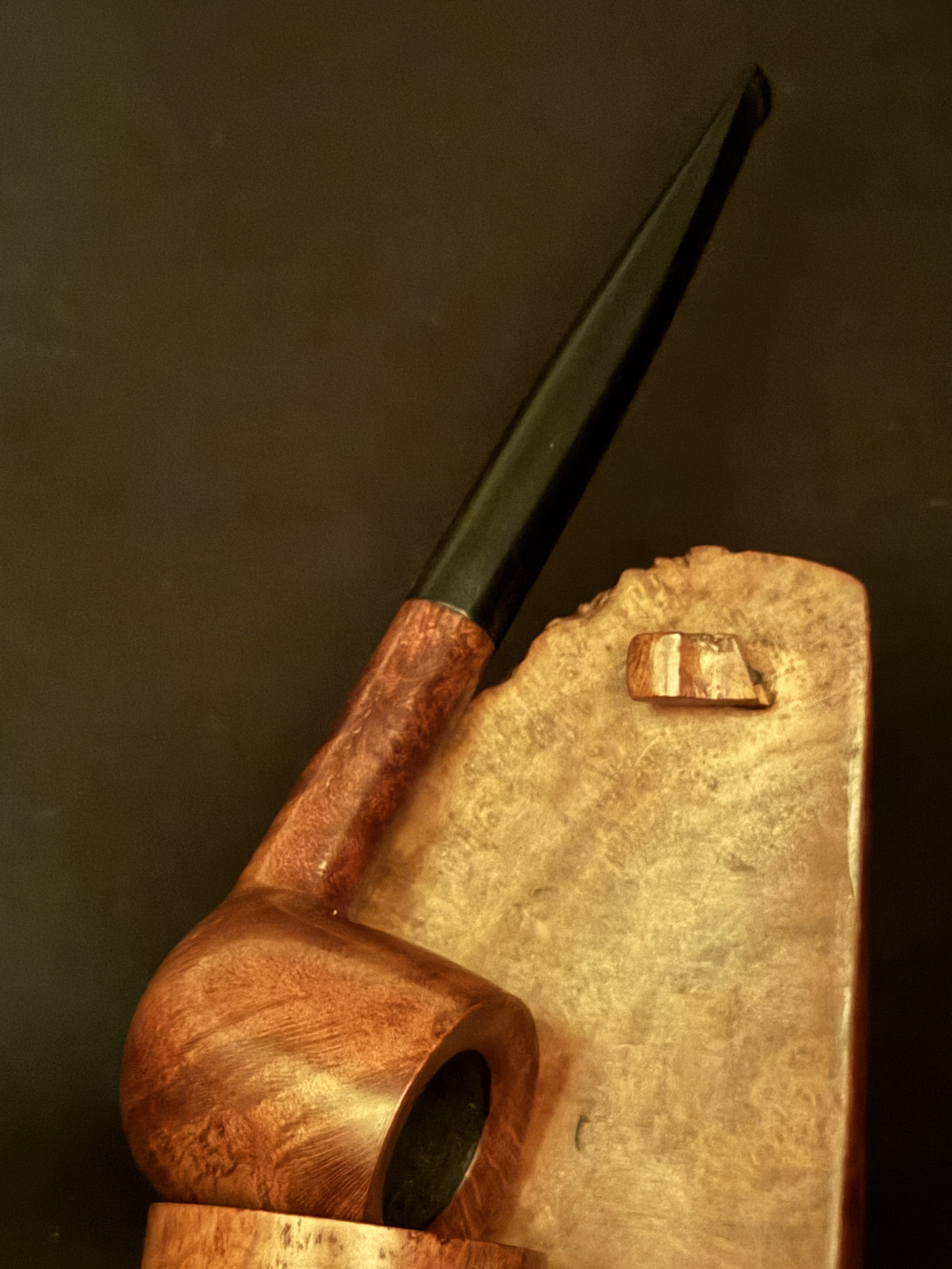 Denicotea Deluxe Krocket 791 Smooth Long Straight Pot Estate Pipe - Vulcanite Fishtail Stem, 9mm Filter 7