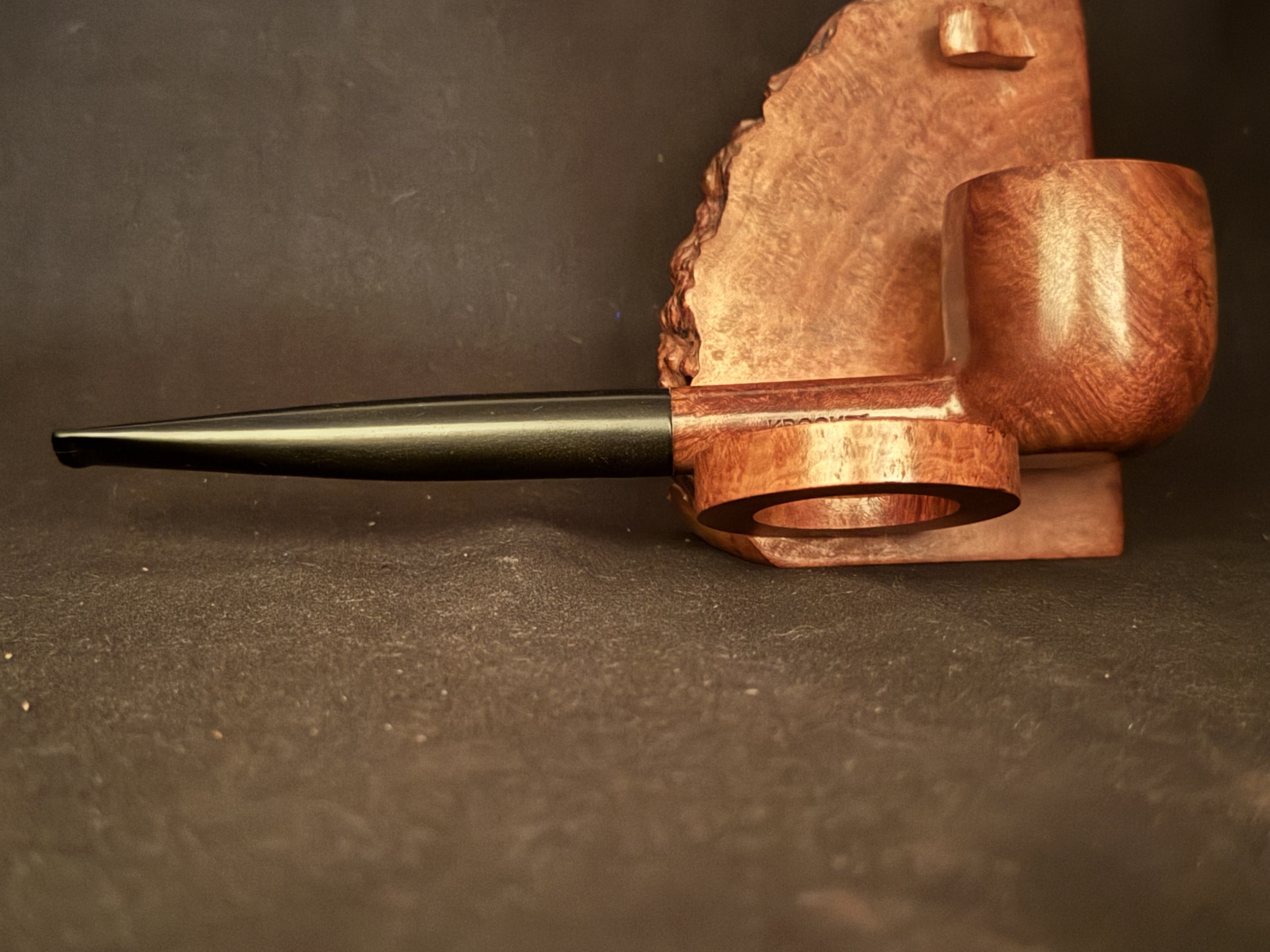 Denicotea Deluxe Krocket 791 Smooth Long Straight Pot Estate Pipe - Vulcanite Fishtail Stem, 9mm Filter 9