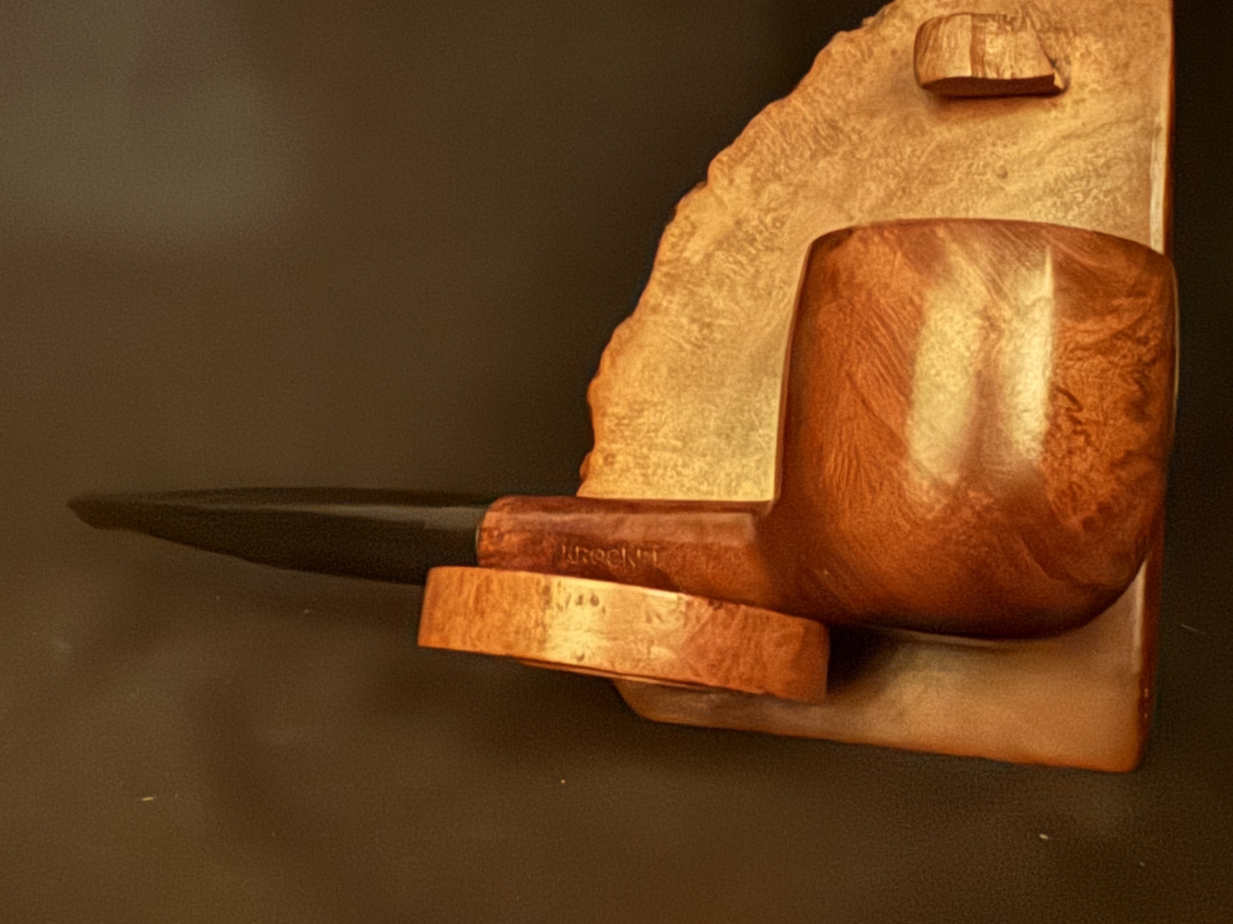 Denicotea Deluxe Krocket 791 Smooth Long Straight Pot Estate Pipe - Vulcanite Fishtail Stem, 9mm Filter 12