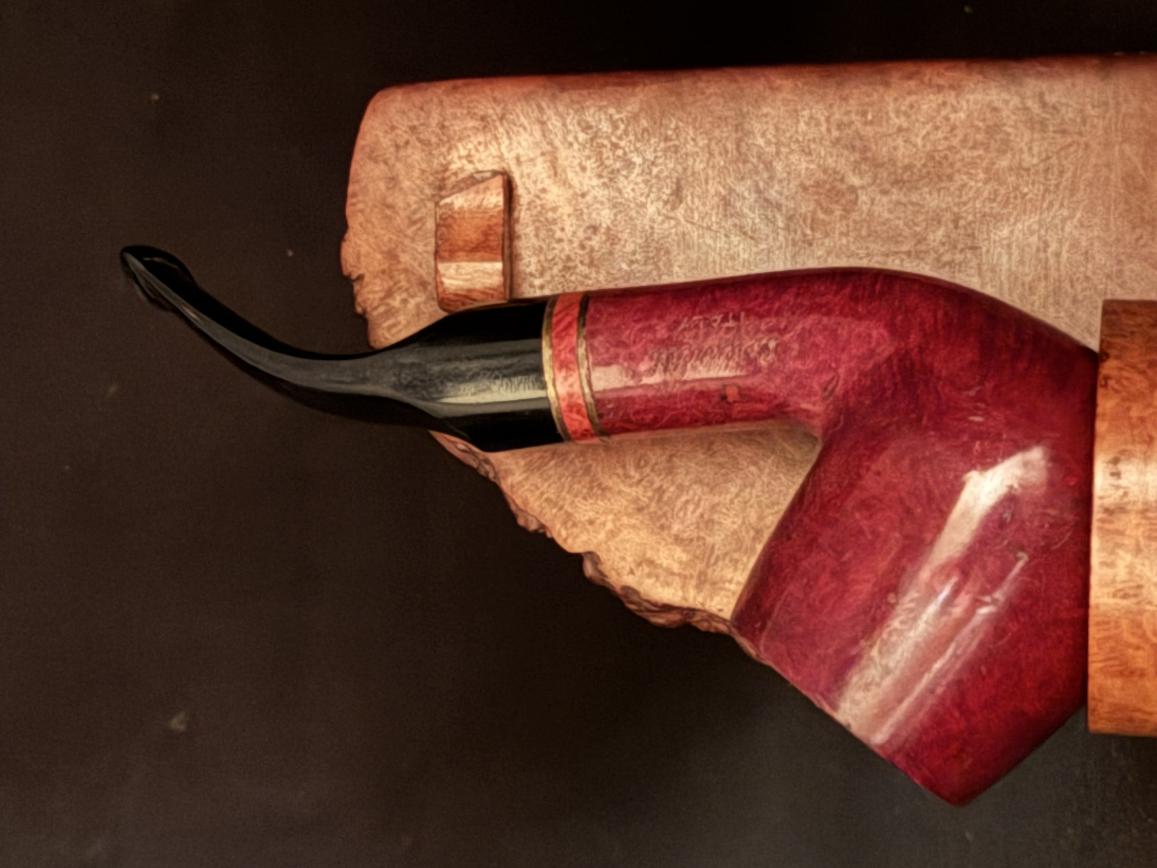 Lorenzetti Italy Firenze Bent Billiard Estate Pipe - Black Acrylic Fishtail Stem, 9mm Filter 5