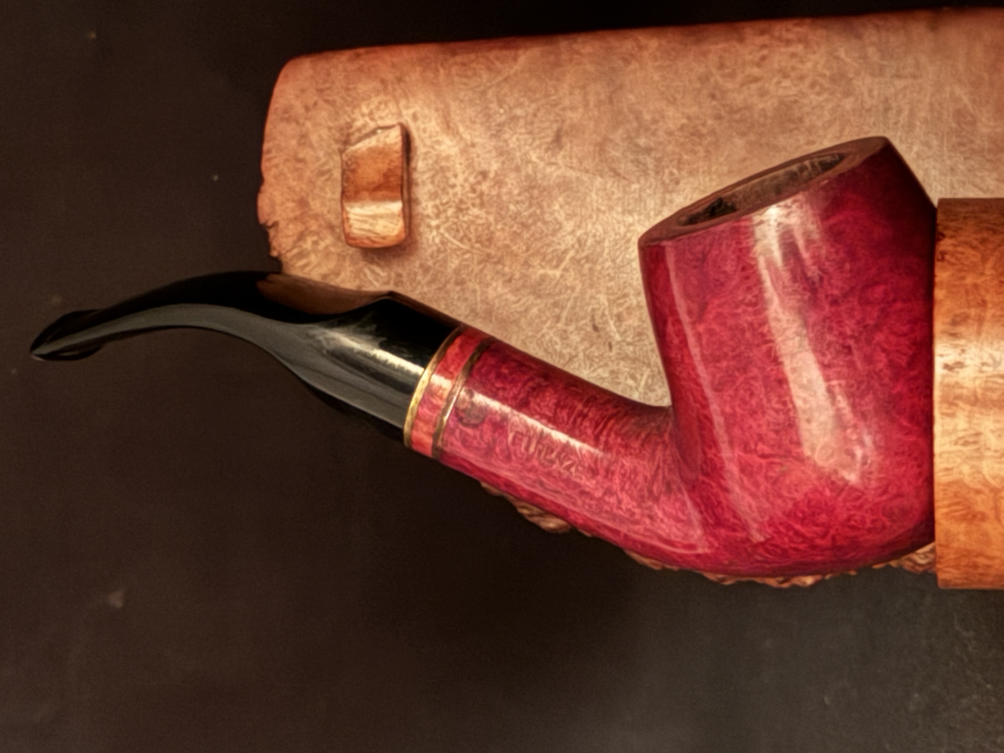 Lorenzetti Italy Firenze Bent Billiard Estate Pipe - Black Acrylic Fishtail Stem, 9mm Filter 6