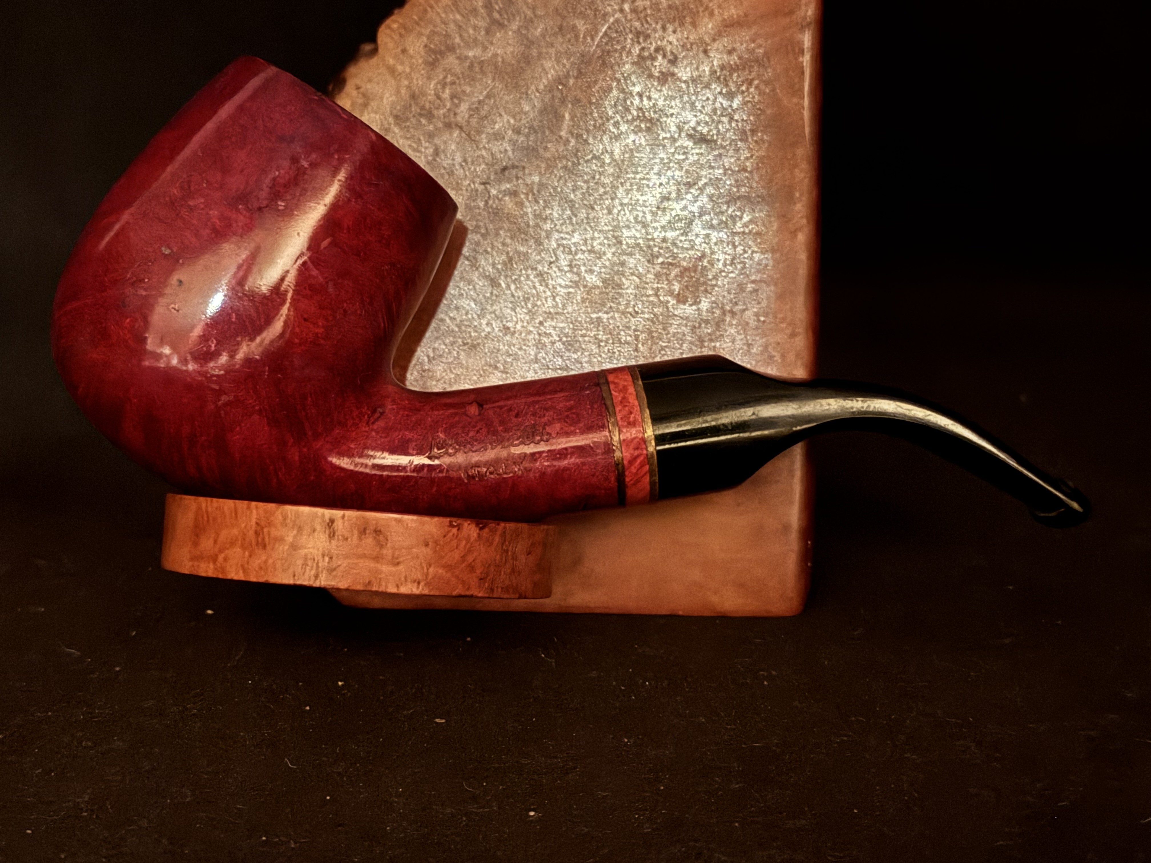 Lorenzetti Italy Firenze Bent Billiard Estate Pipe - Black Acrylic Fishtail Stem, 9mm Filter 7