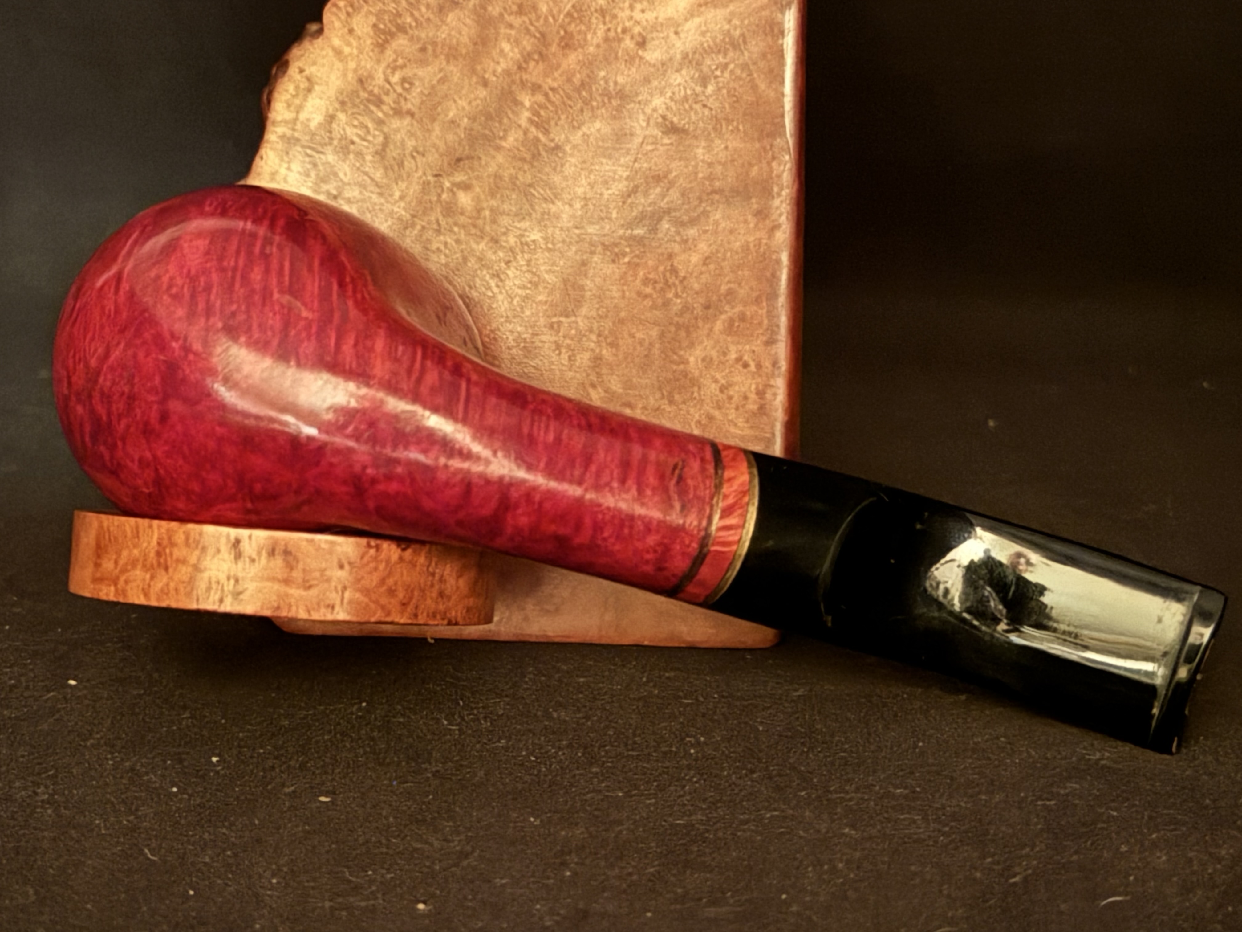 Lorenzetti Italy Firenze Bent Billiard Estate Pipe - Black Acrylic Fishtail Stem, 9mm Filter 8