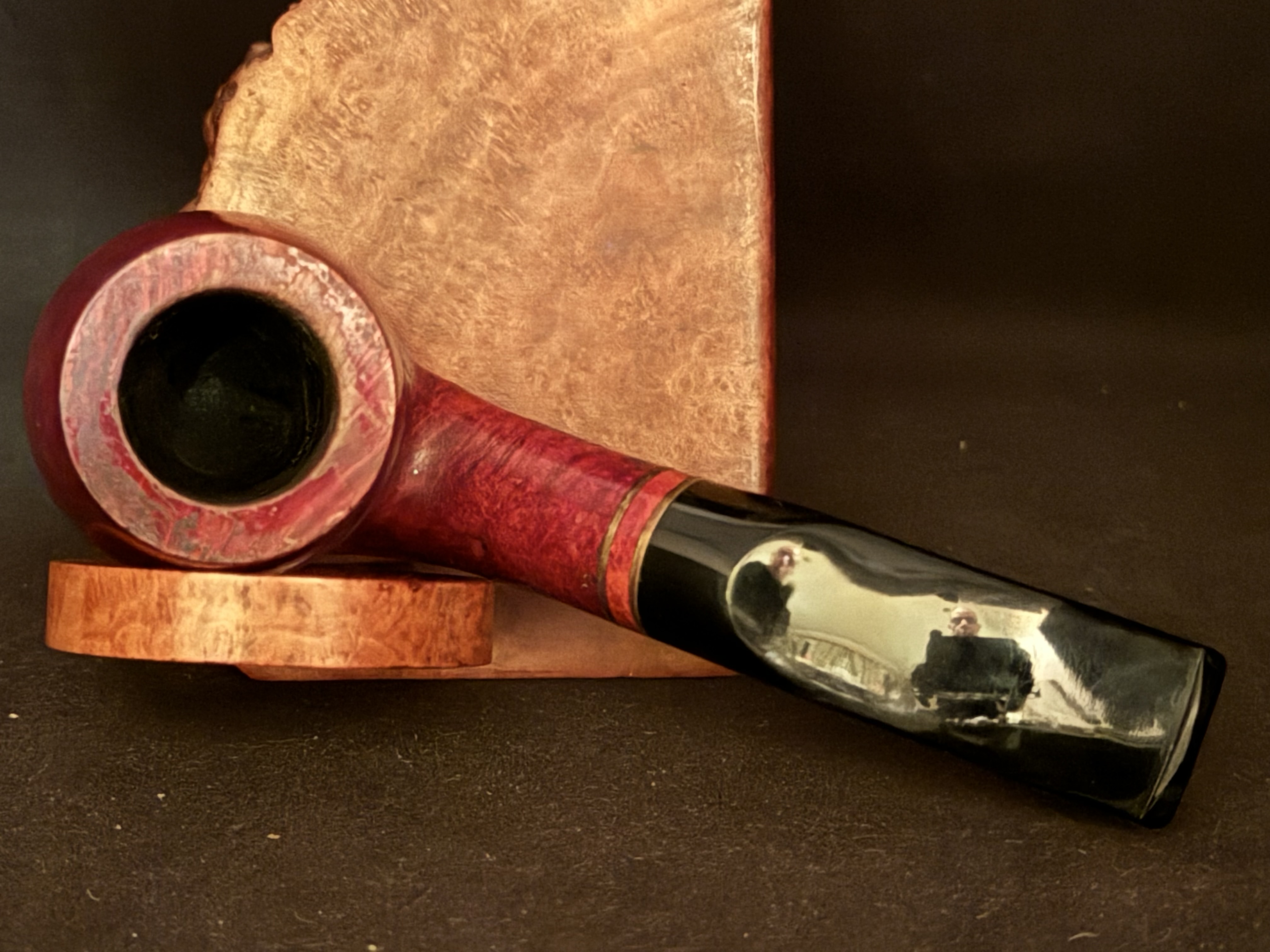 Lorenzetti Italy Firenze Bent Billiard Estate Pipe - Black Acrylic Fishtail Stem, 9mm Filter 9