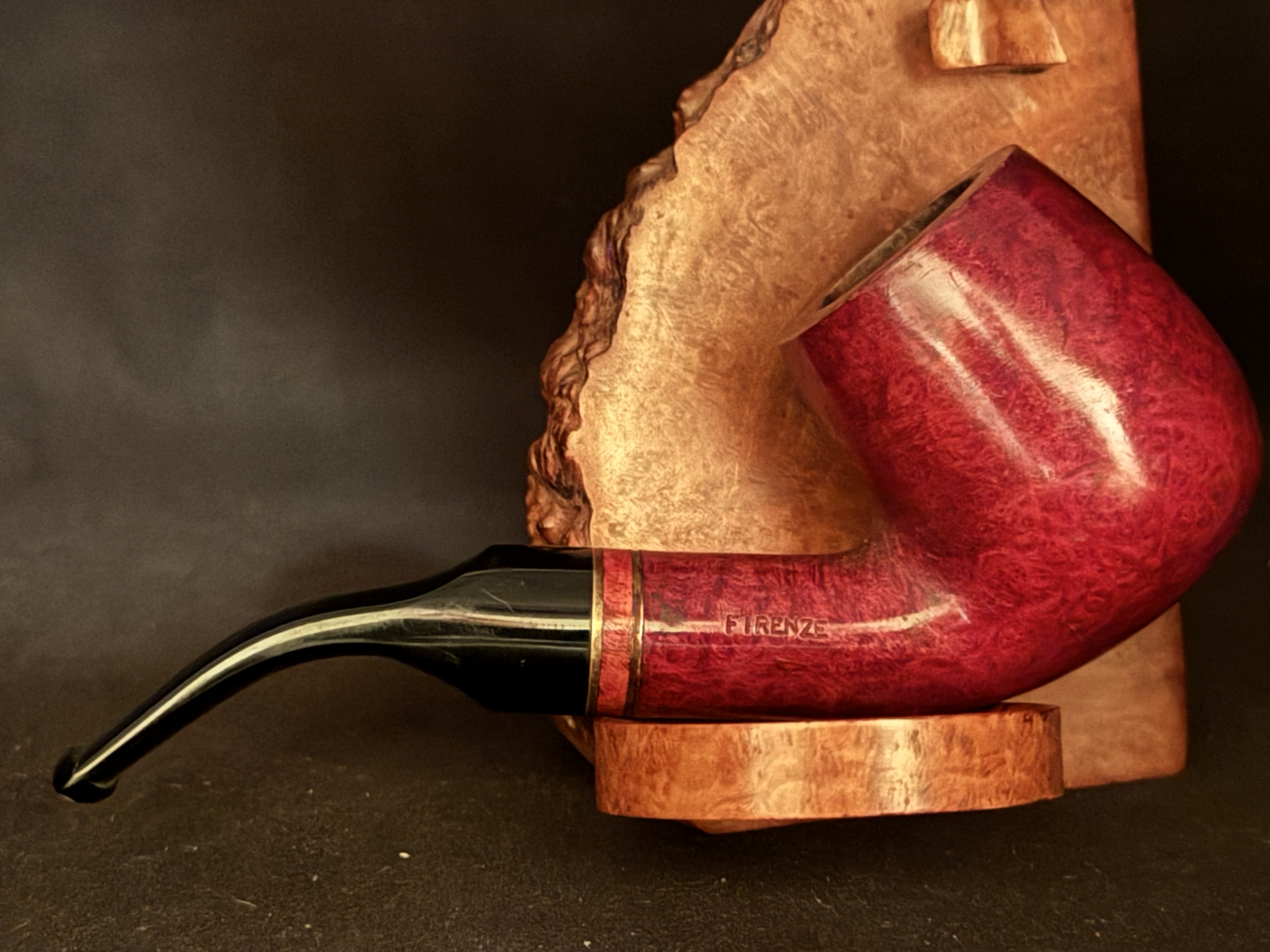 Lorenzetti Italy Firenze Bent Billiard Estate Pipe - Black Acrylic Fishtail Stem, 9mm Filter 10