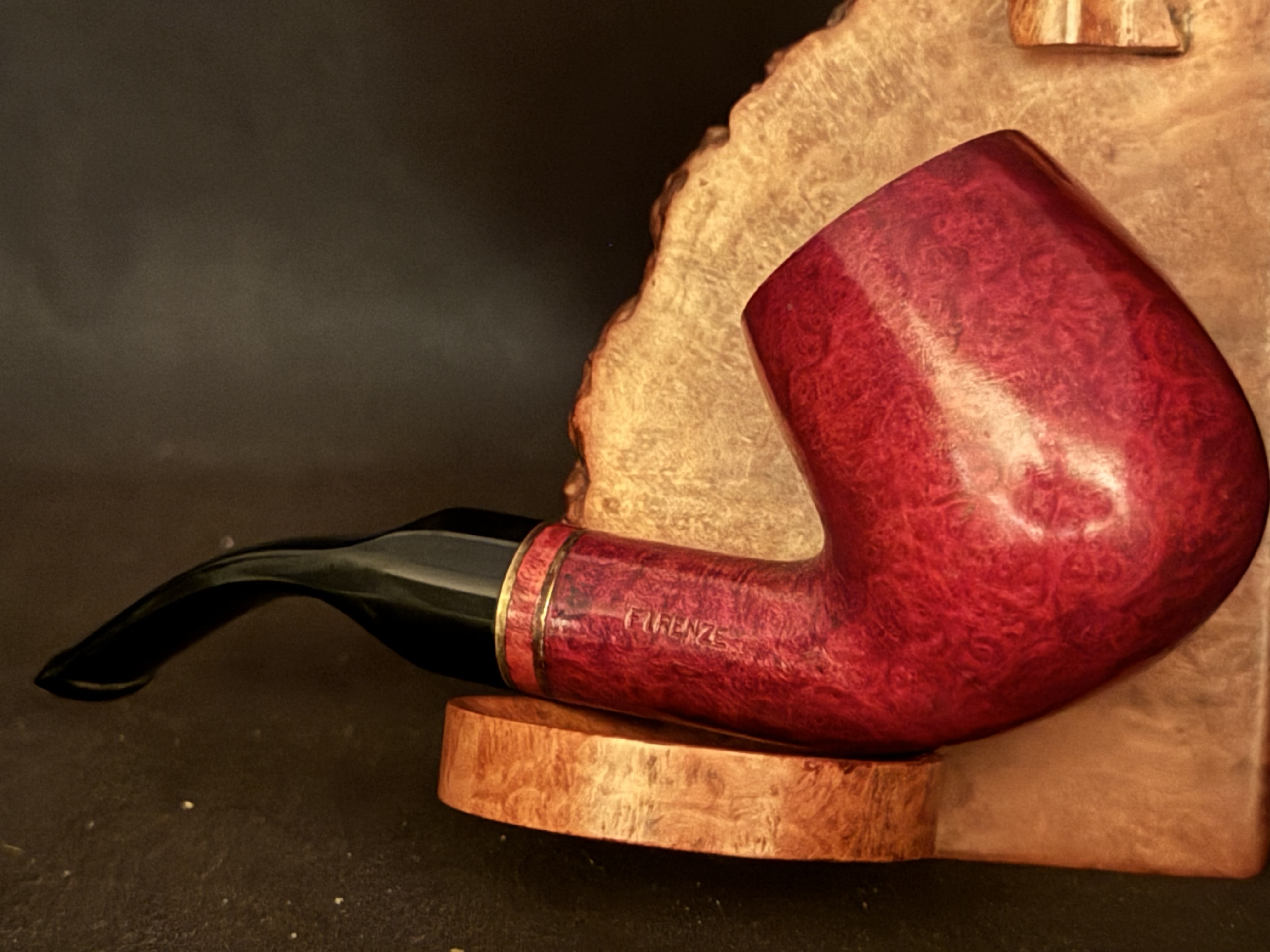 Lorenzetti Italy Firenze Bent Billiard Estate Pipe - Black Acrylic Fishtail Stem, 9mm Filter 12