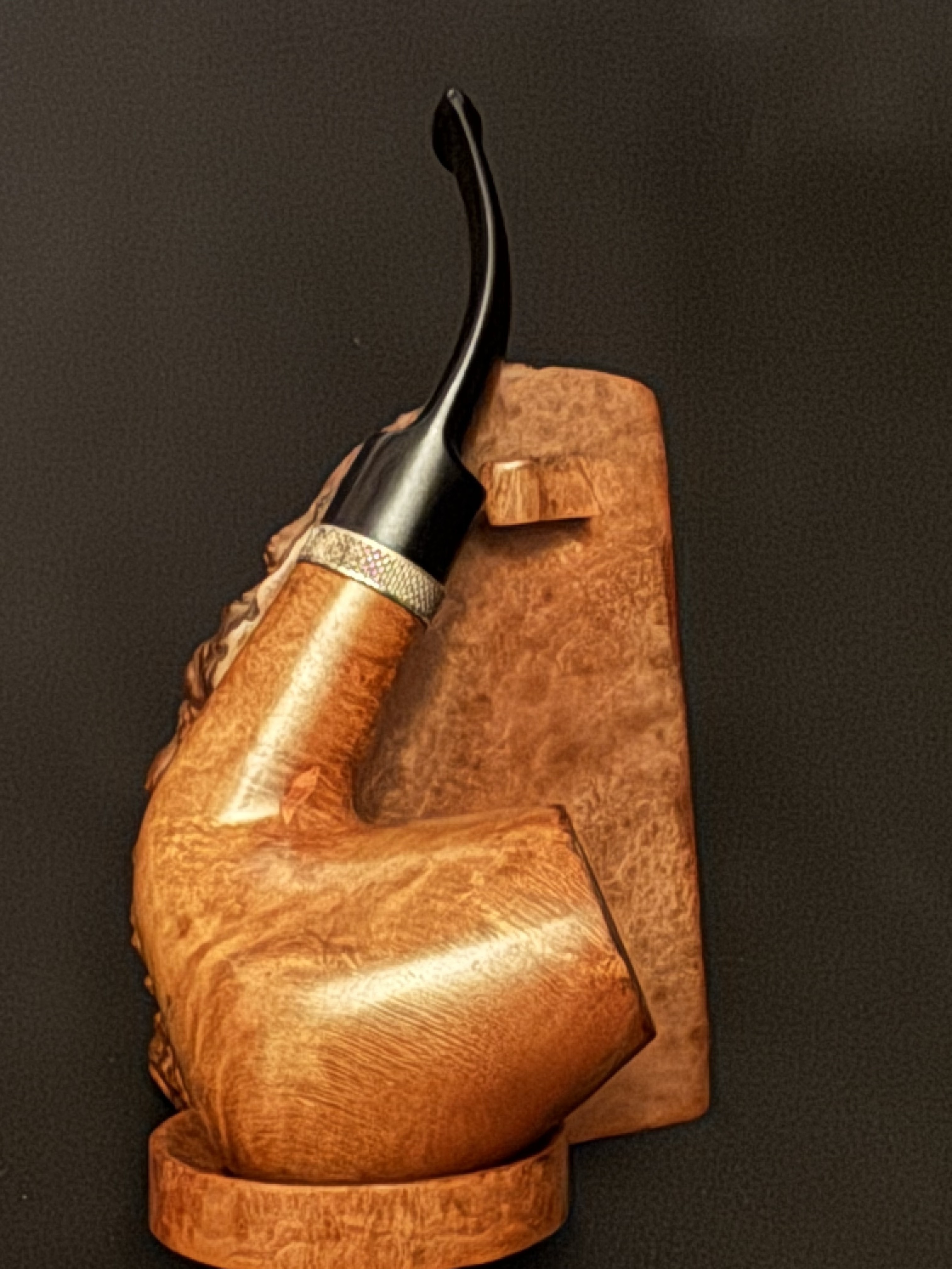 Vinnini Smooth Bent Brandy Vulcanite Saddle Stem Estate Pipe 2