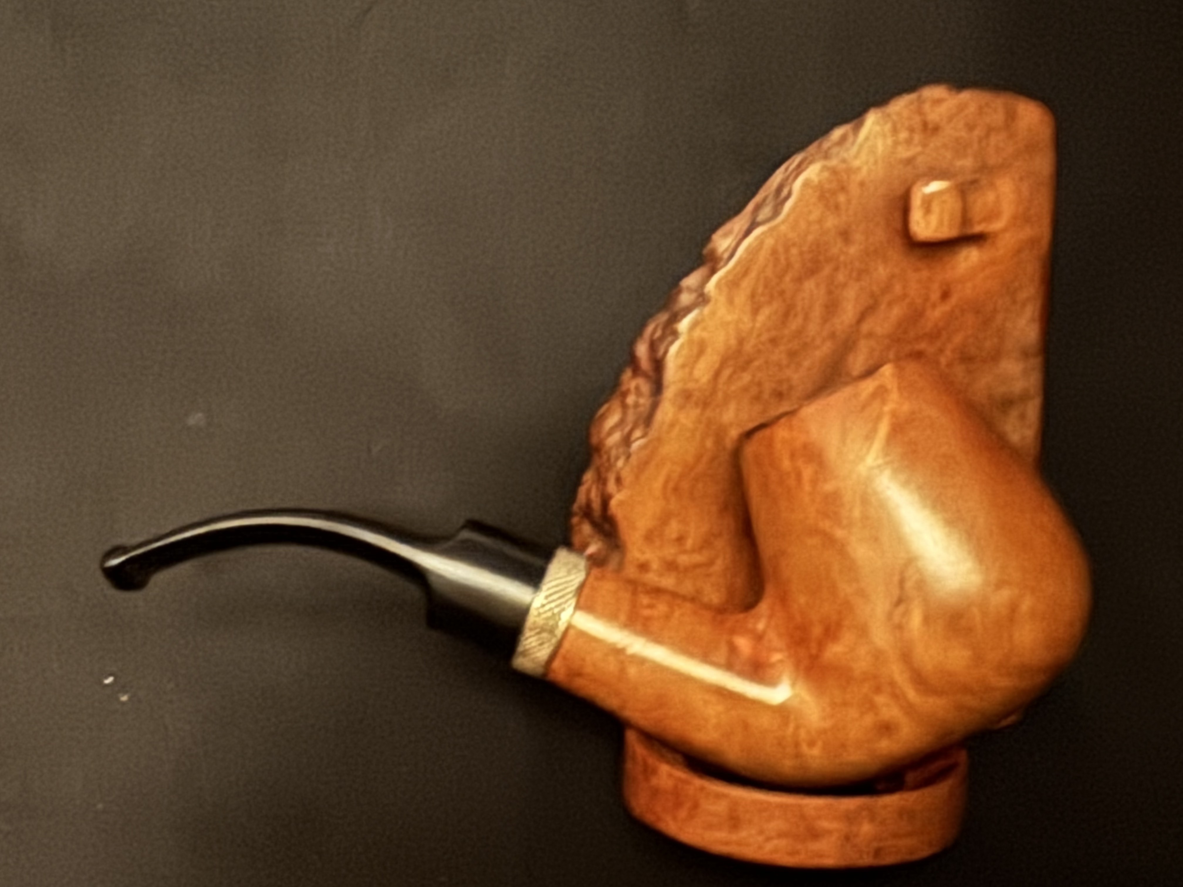 Vinnini Smooth Bent Brandy Vulcanite Saddle Stem Estate Pipe 4