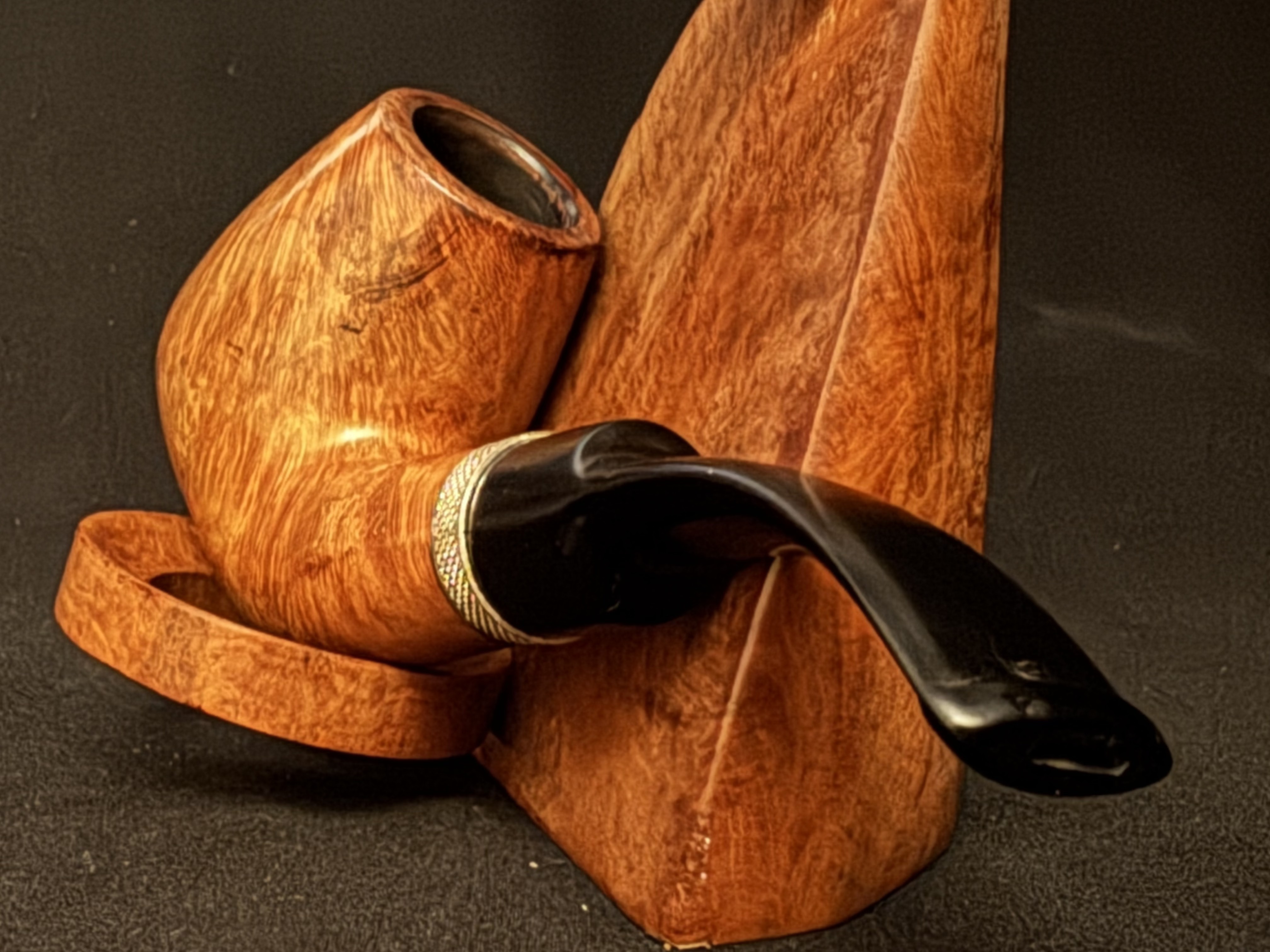 Vinnini Smooth Bent Brandy Vulcanite Saddle Stem Estate Pipe 7