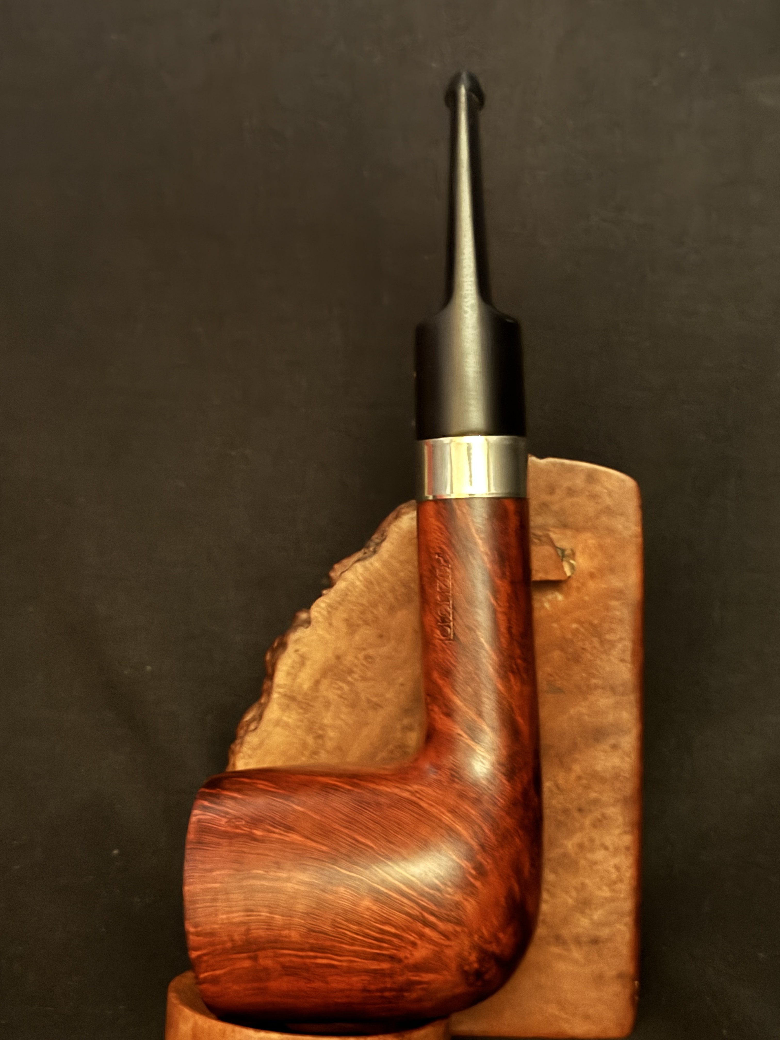 Lorenzo Prato 8583 Smooth Straight Billiard Estate Pipe, Vulcanite Saddle Stem