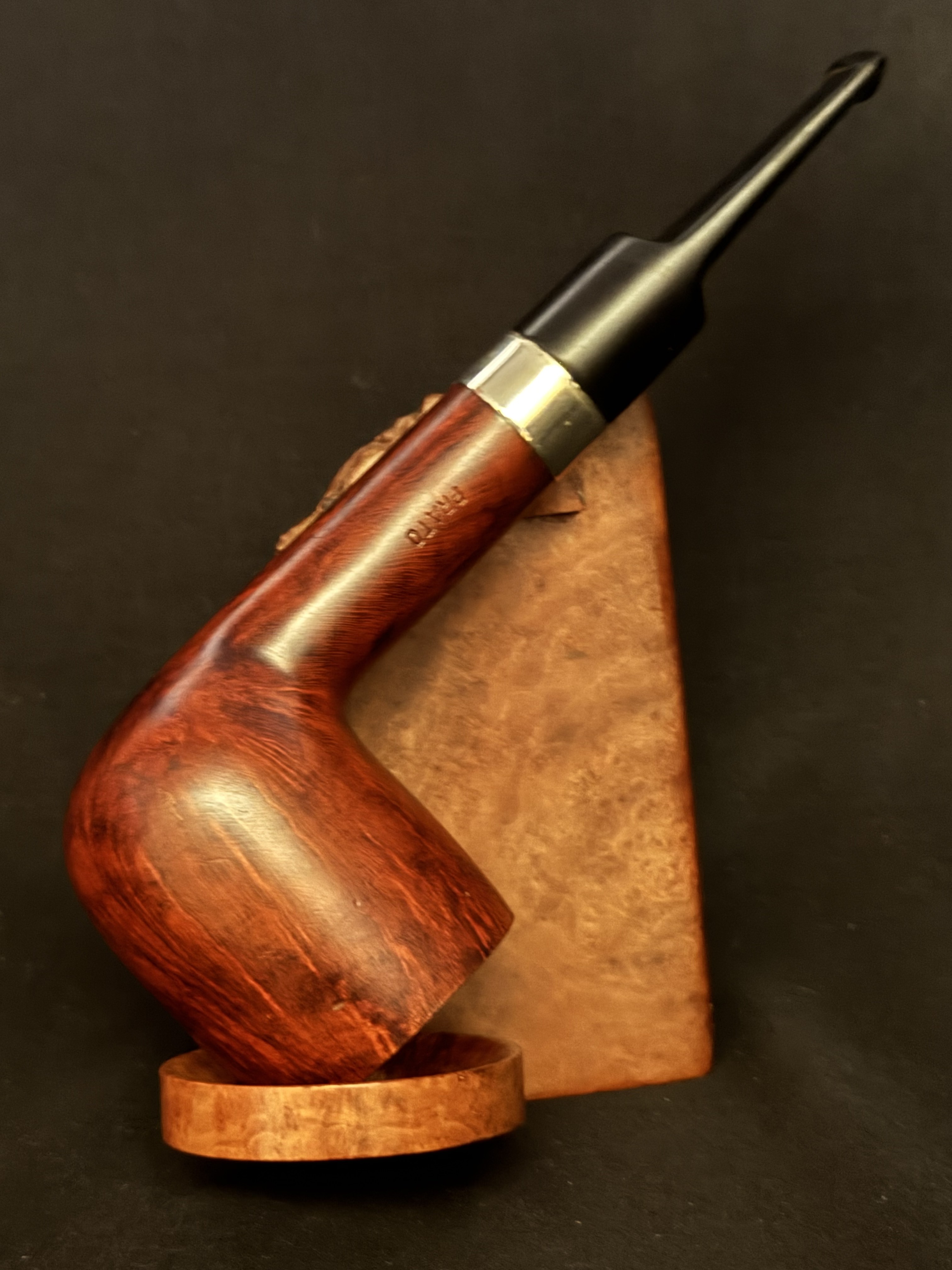 Lorenzo Prato 8583 Smooth Straight Billiard Estate Pipe, Vulcanite Saddle Stem 2