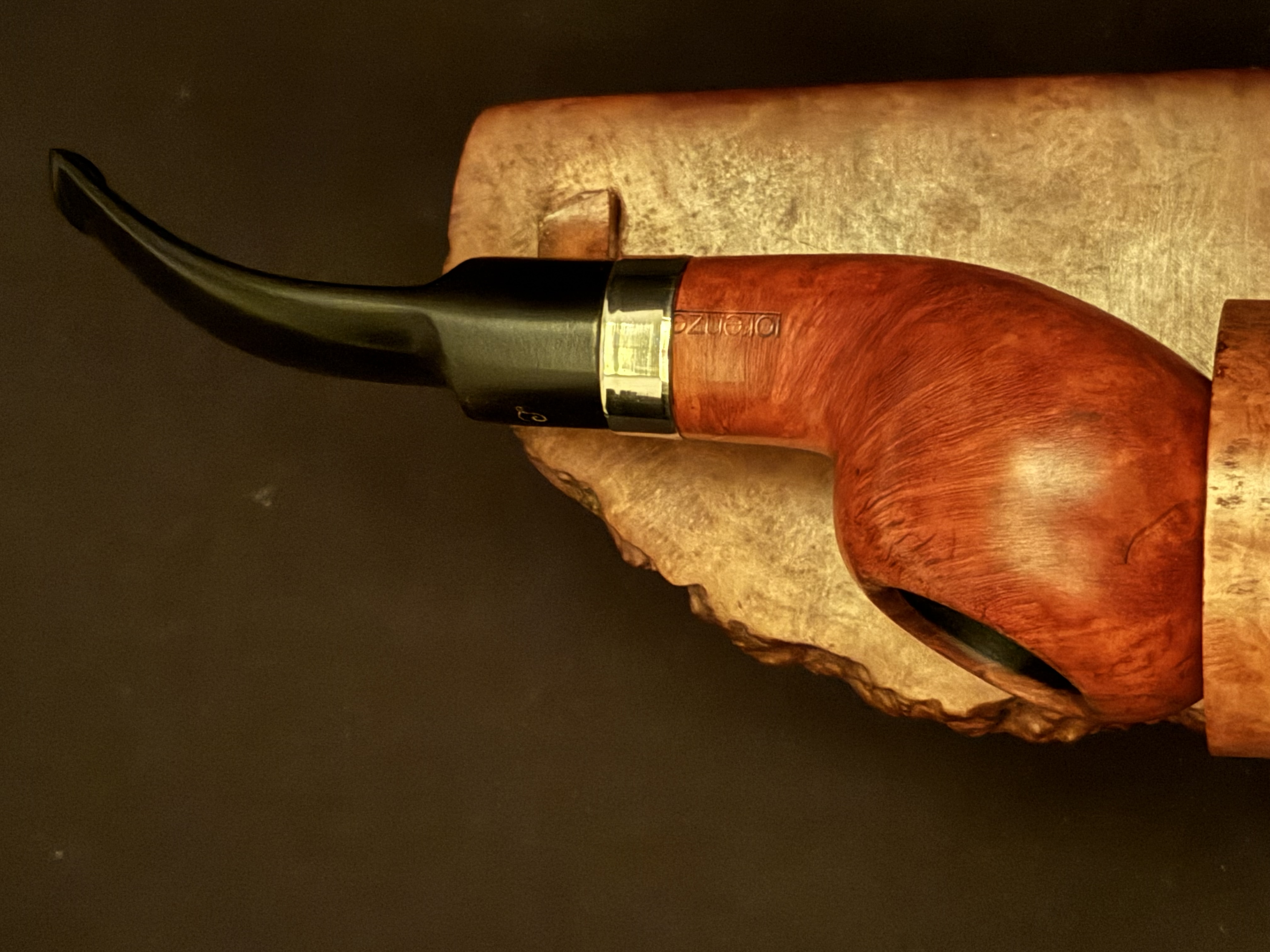 Smooth Bent Tomato 9mm Filter Metal Band Estate Pipe