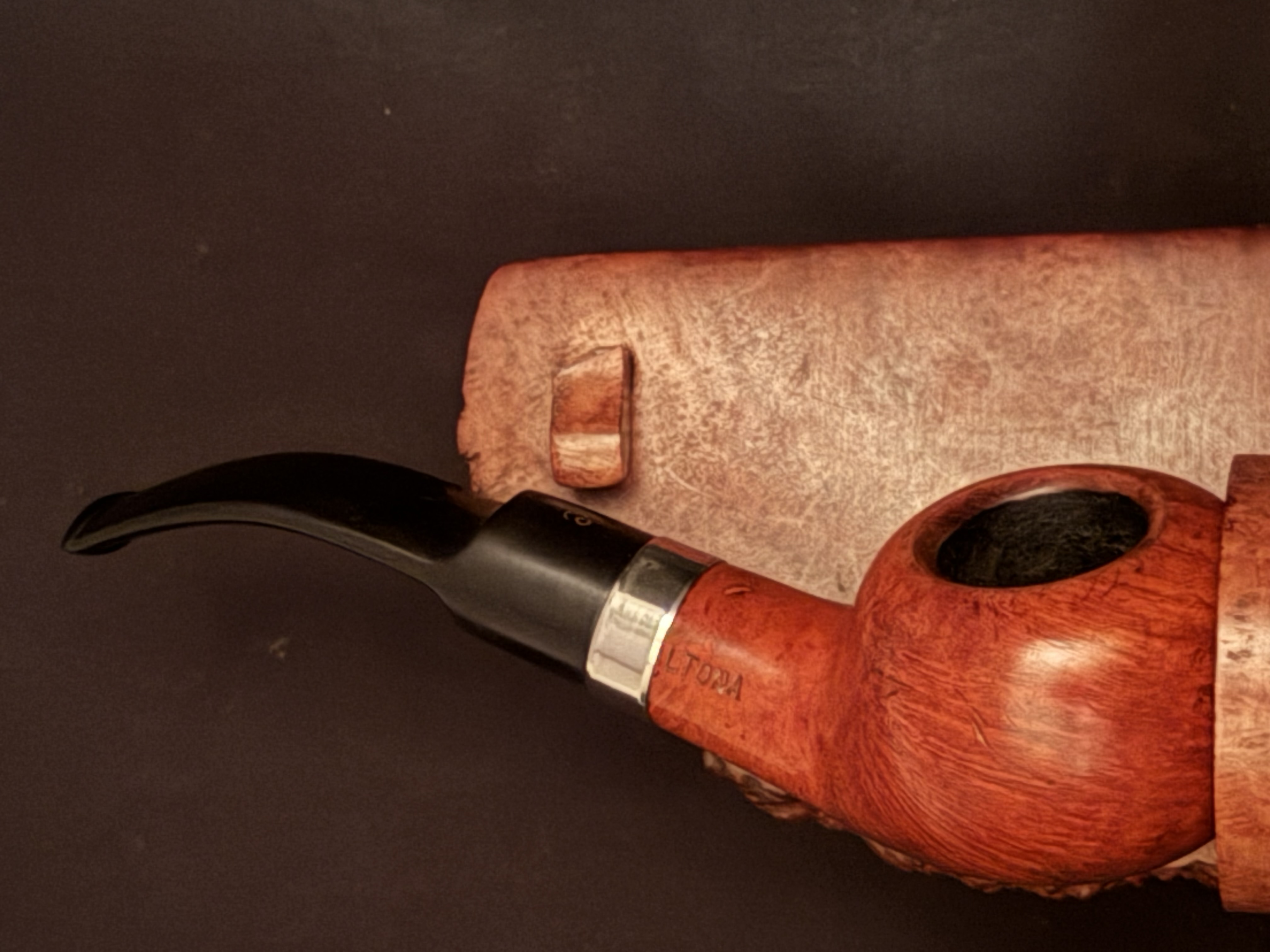 Smooth Bent Tomato 9mm Filter Metal Band Estate Pipe 2