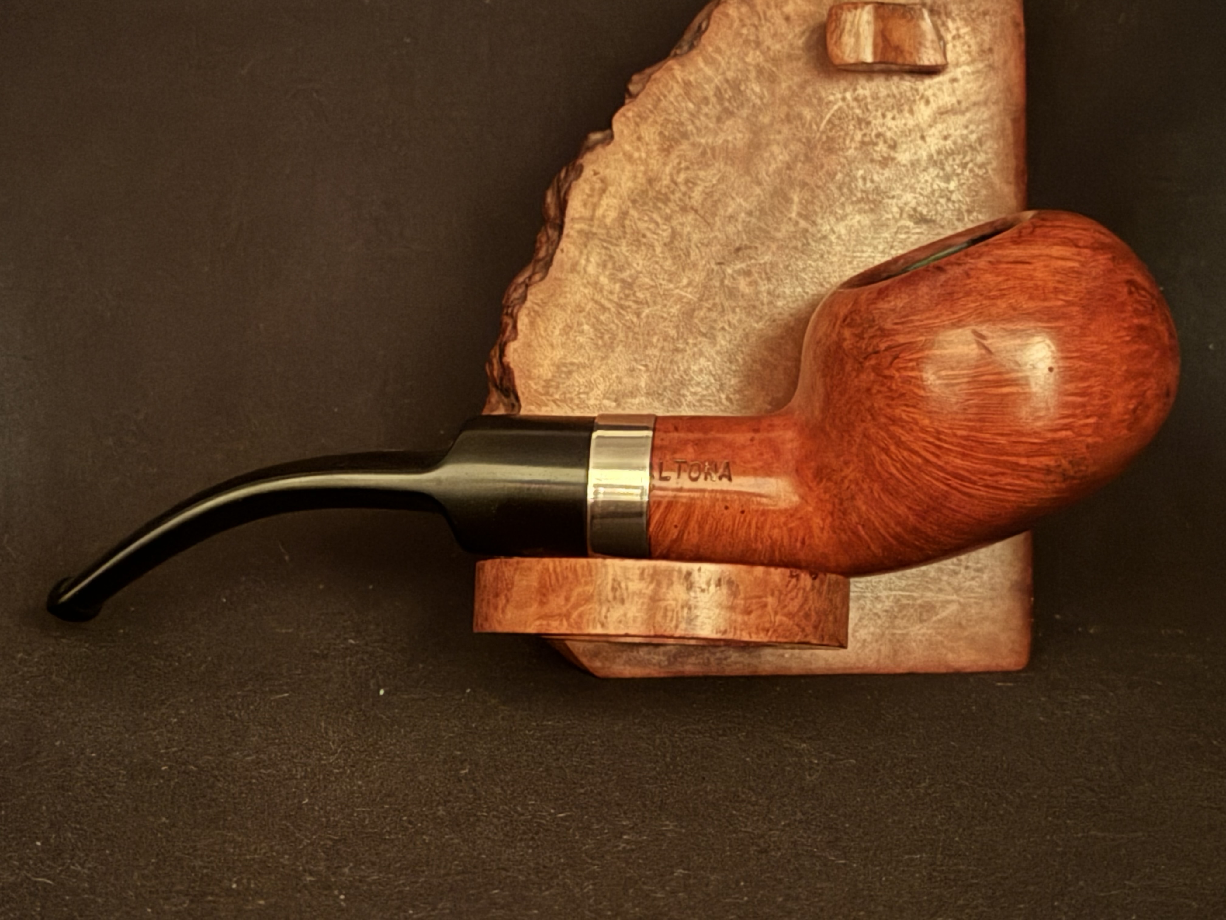 Smooth Bent Tomato 9mm Filter Metal Band Estate Pipe 4