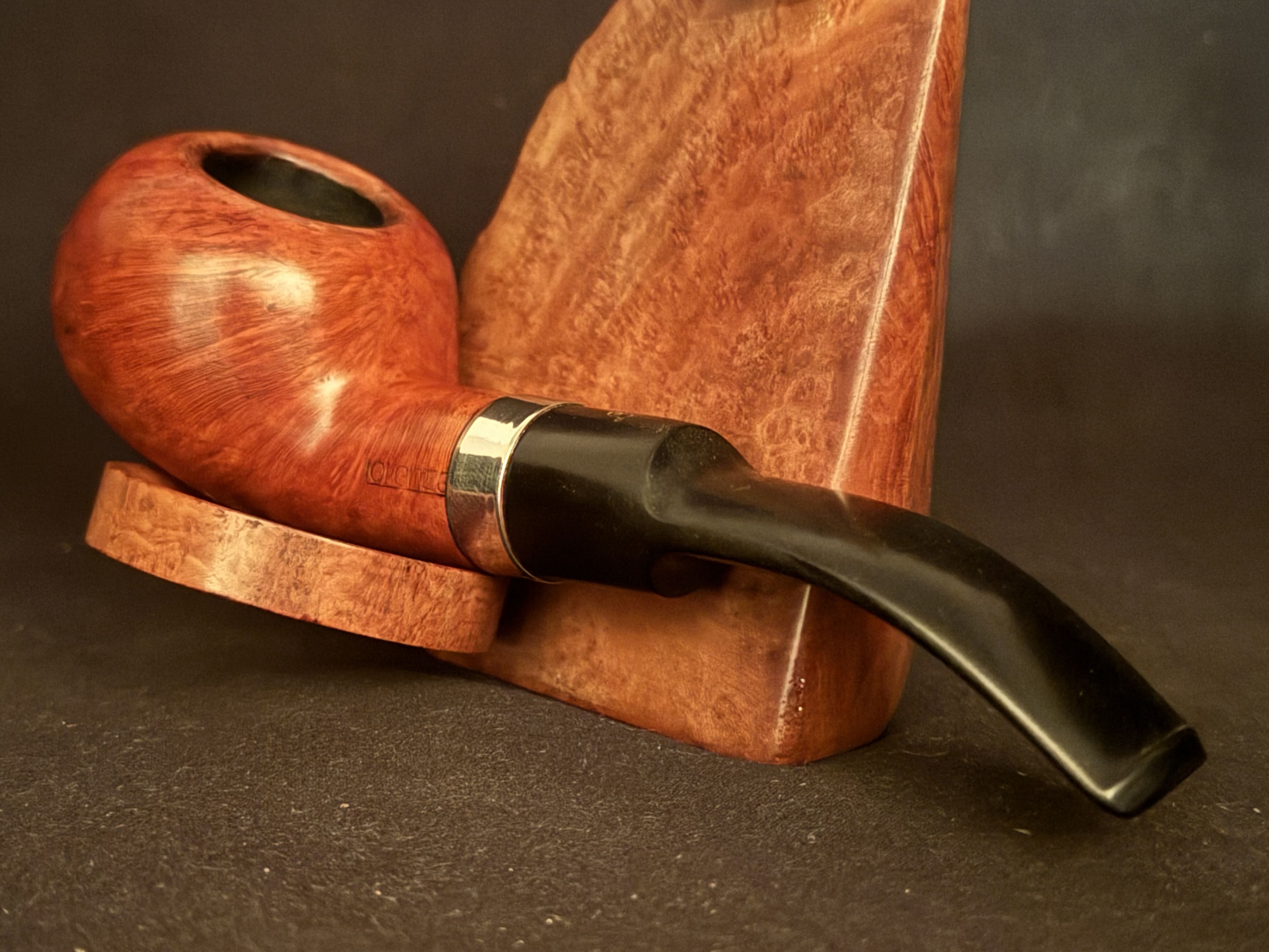 Smooth Bent Tomato 9mm Filter Metal Band Estate Pipe 6