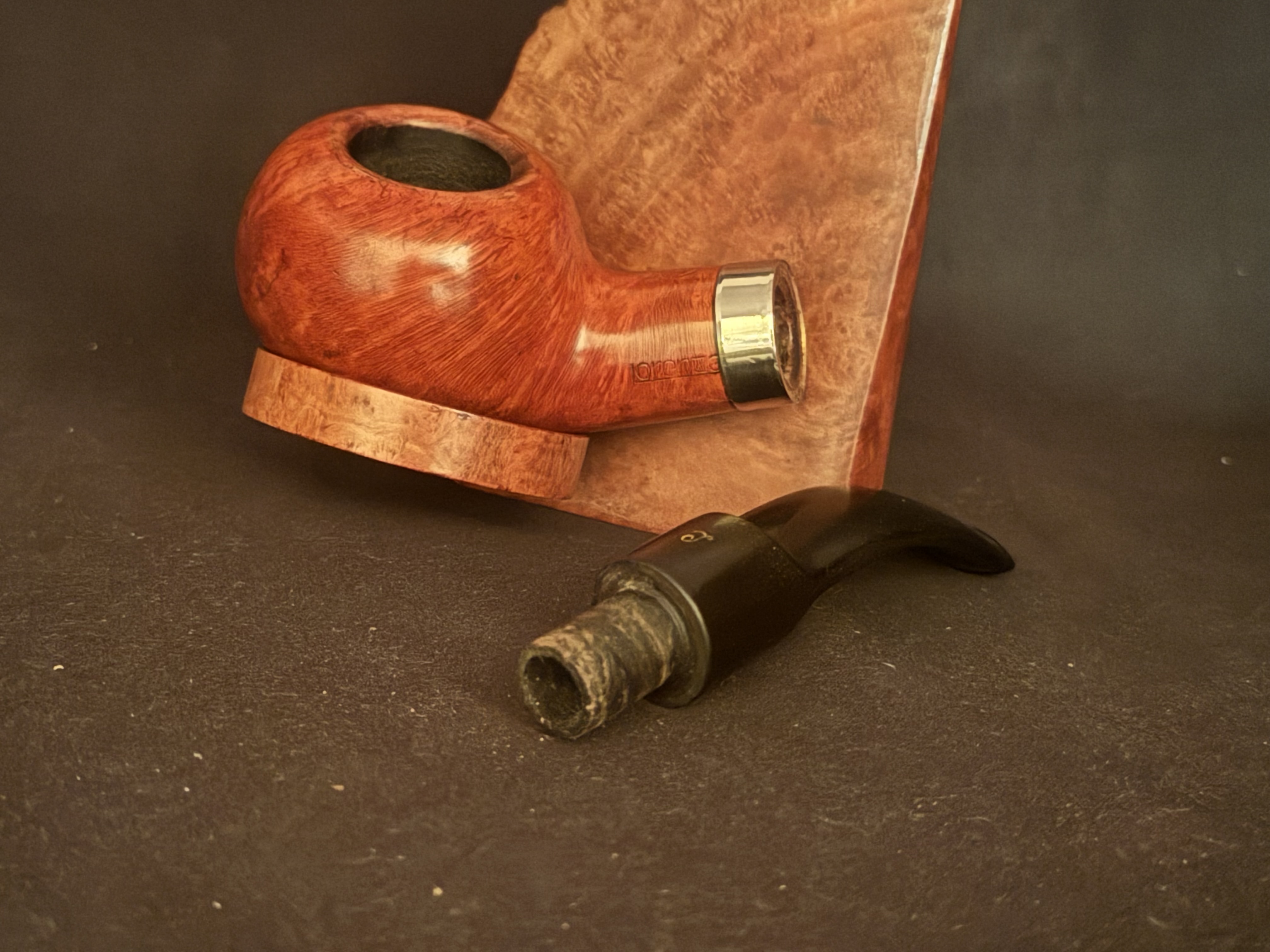 Smooth Bent Tomato 9mm Filter Metal Band Estate Pipe 10
