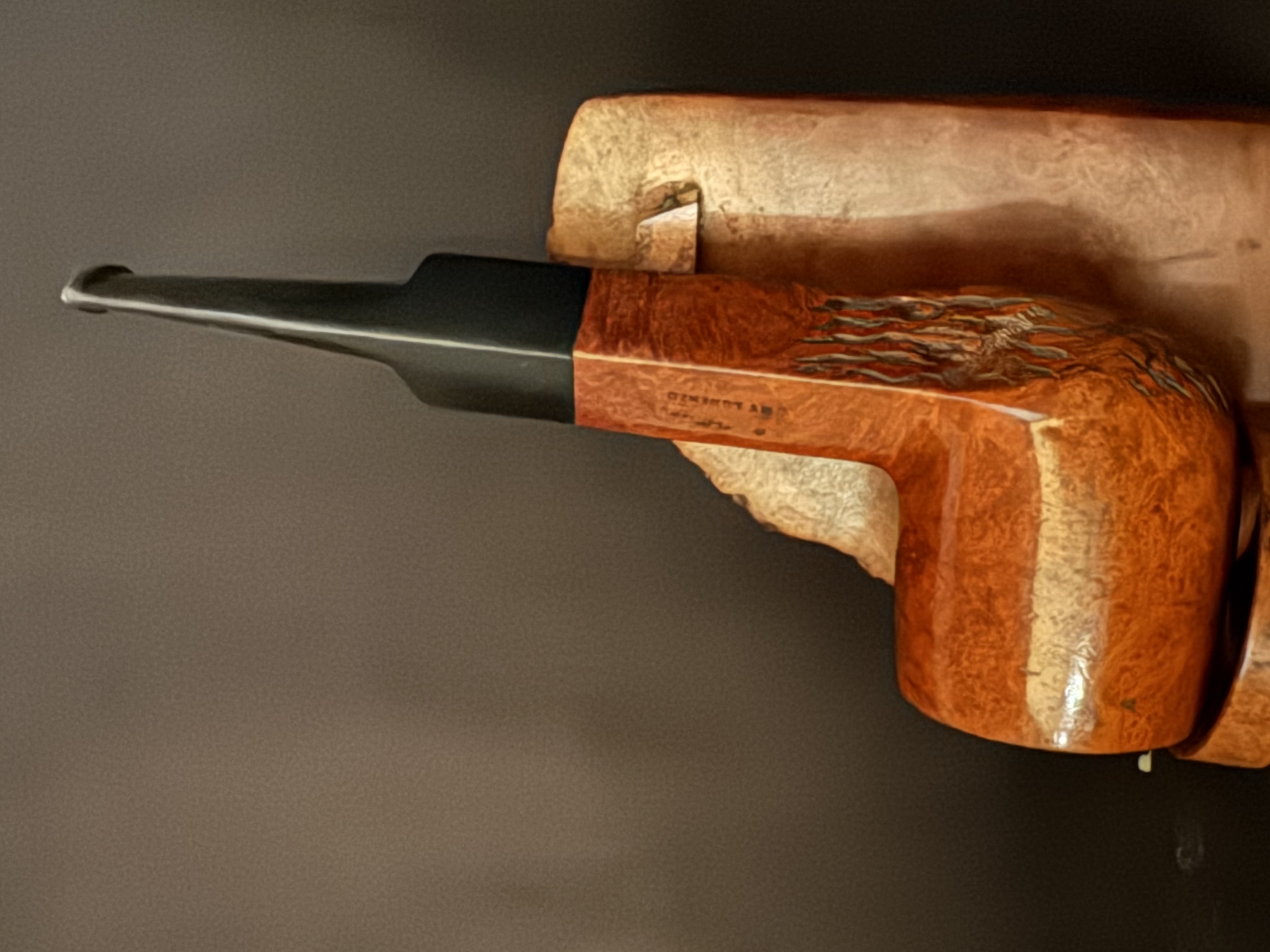 Spitfire by Lorenzo Smooth Straight Billiard Estate Pipe, Diamond Shank, Rustic Bowl Bottom, Vulcanite Saddle Stem, 9mm 2
