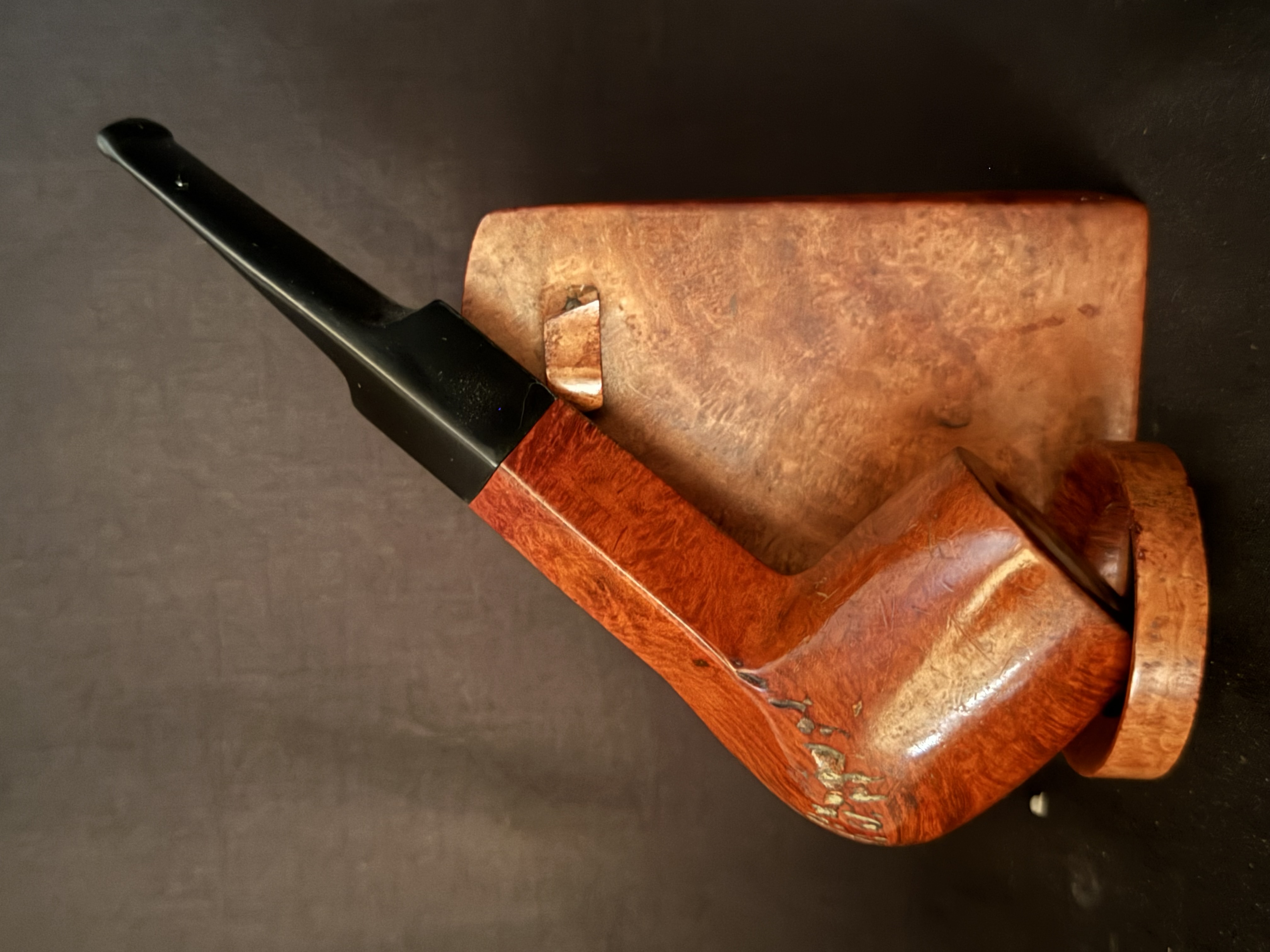 Spitfire by Lorenzo Smooth Straight Billiard Estate Pipe, Diamond Shank, Rustic Bowl Bottom, Vulcanite Saddle Stem, 9mm 3