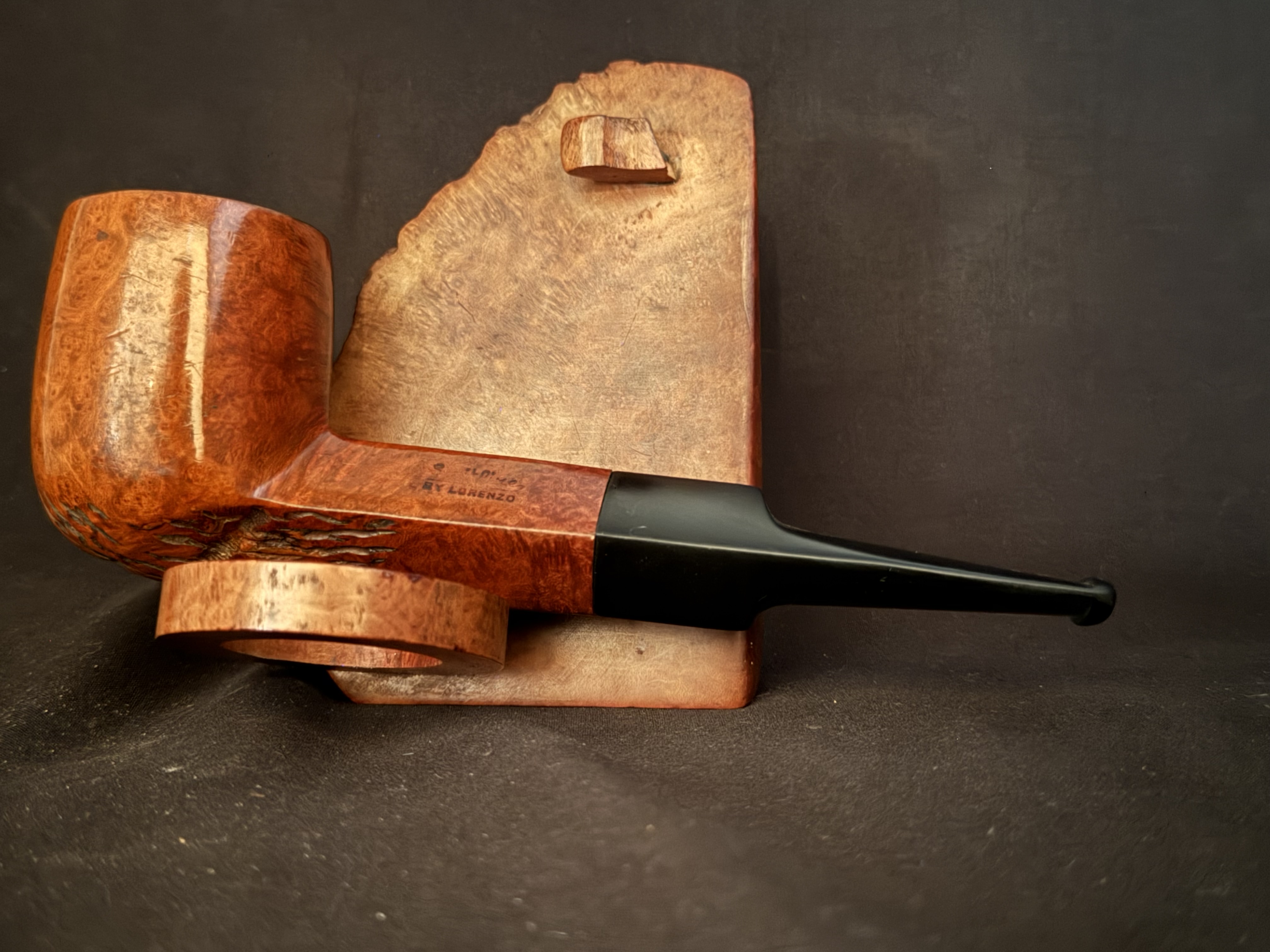 Spitfire by Lorenzo Smooth Straight Billiard Estate Pipe, Diamond Shank, Rustic Bowl Bottom, Vulcanite Saddle Stem, 9mm 4