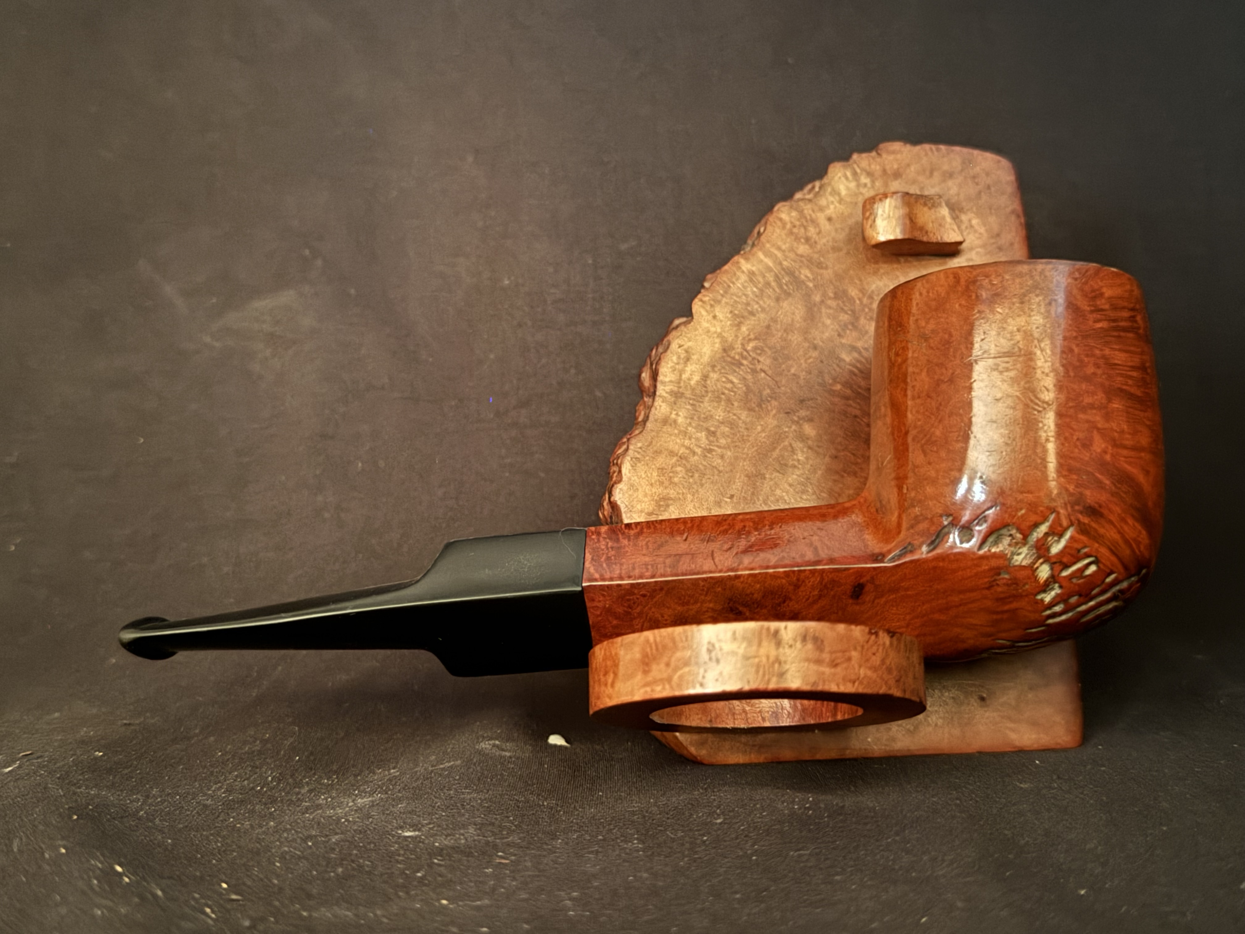 Spitfire by Lorenzo Smooth Straight Billiard Estate Pipe, Diamond Shank, Rustic Bowl Bottom, Vulcanite Saddle Stem, 9mm 5