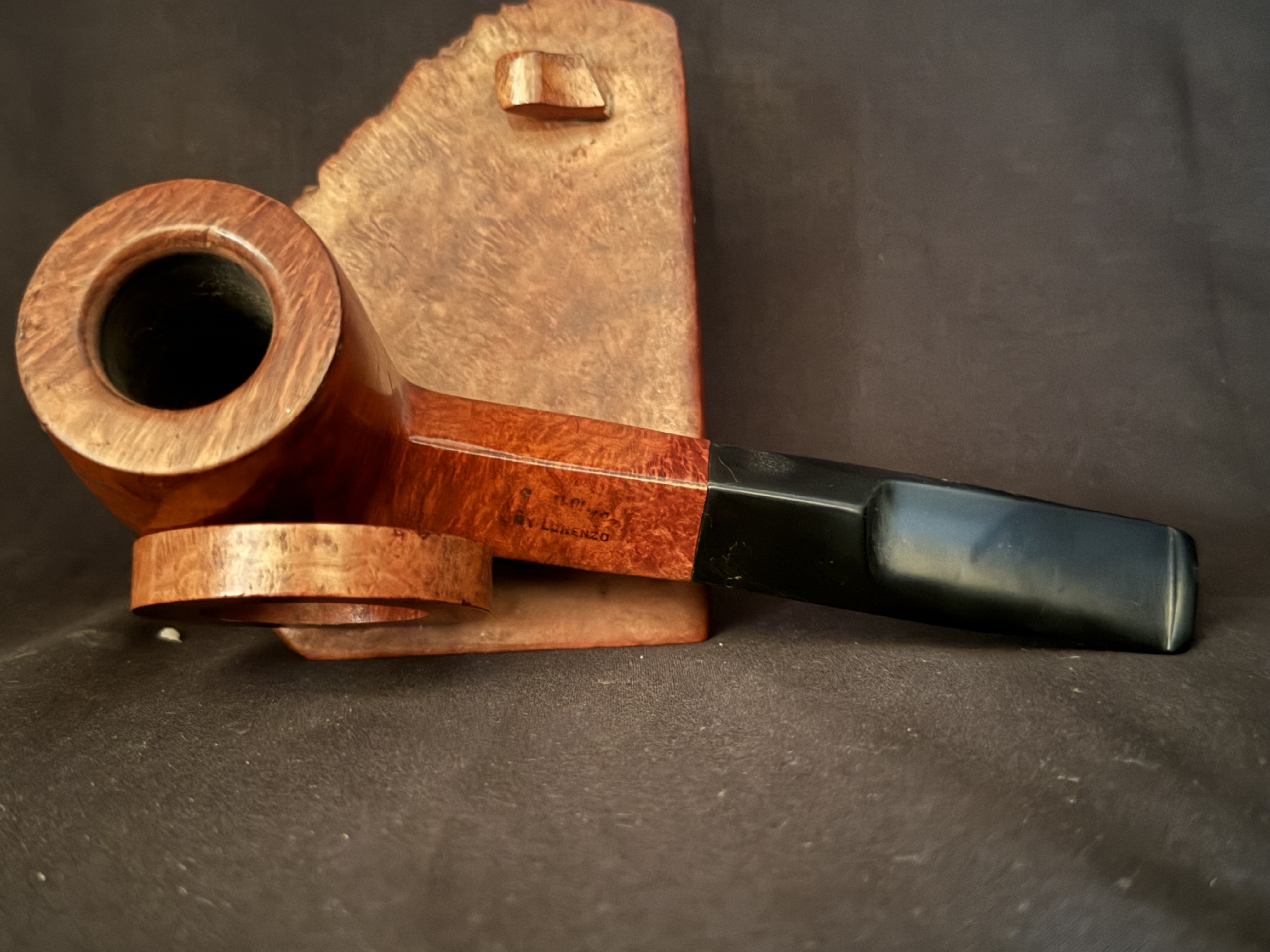 Spitfire by Lorenzo Smooth Straight Billiard Estate Pipe, Diamond Shank, Rustic Bowl Bottom, Vulcanite Saddle Stem, 9mm 6