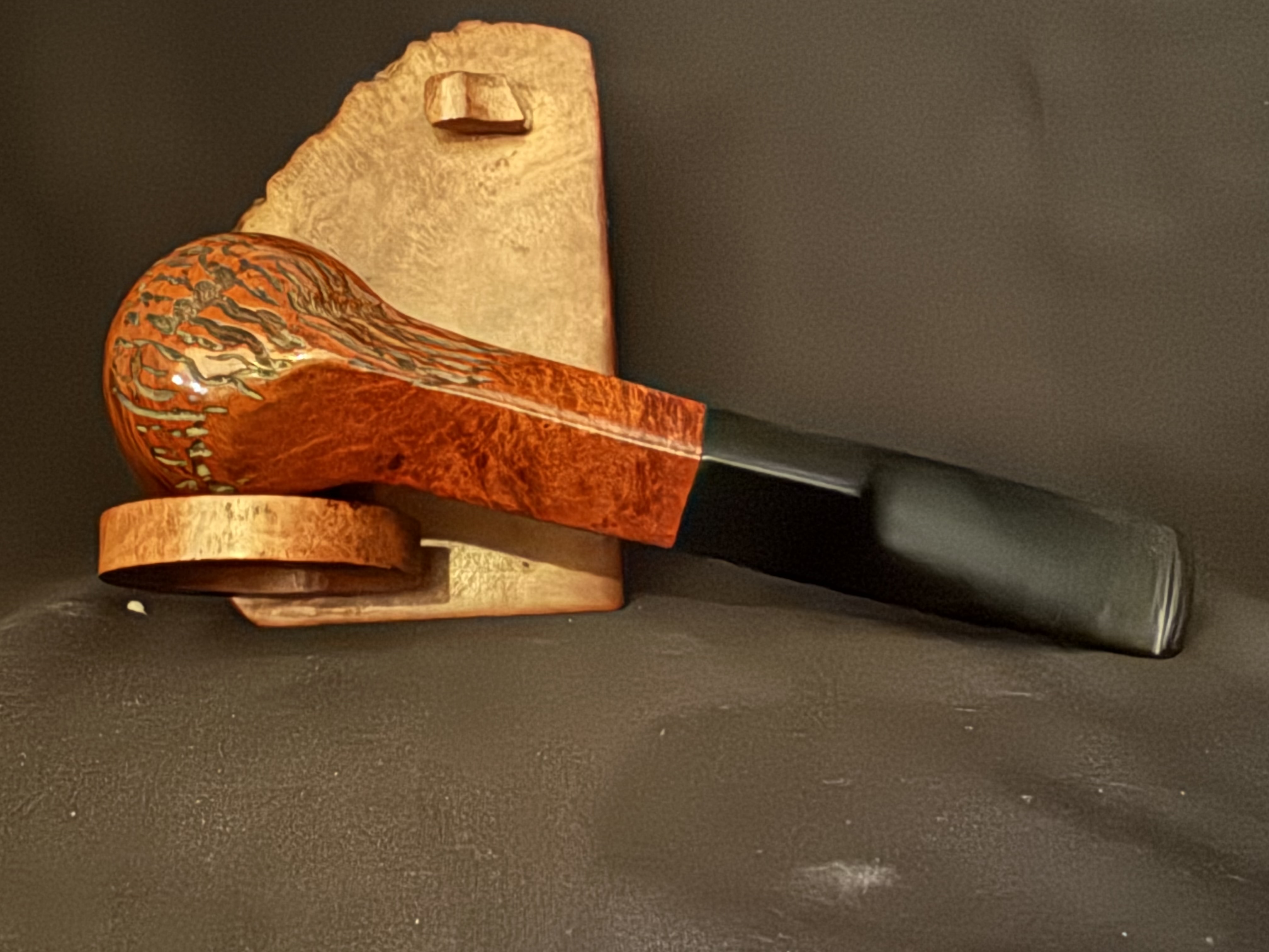 Spitfire by Lorenzo Smooth Straight Billiard Estate Pipe, Diamond Shank, Rustic Bowl Bottom, Vulcanite Saddle Stem, 9mm 7