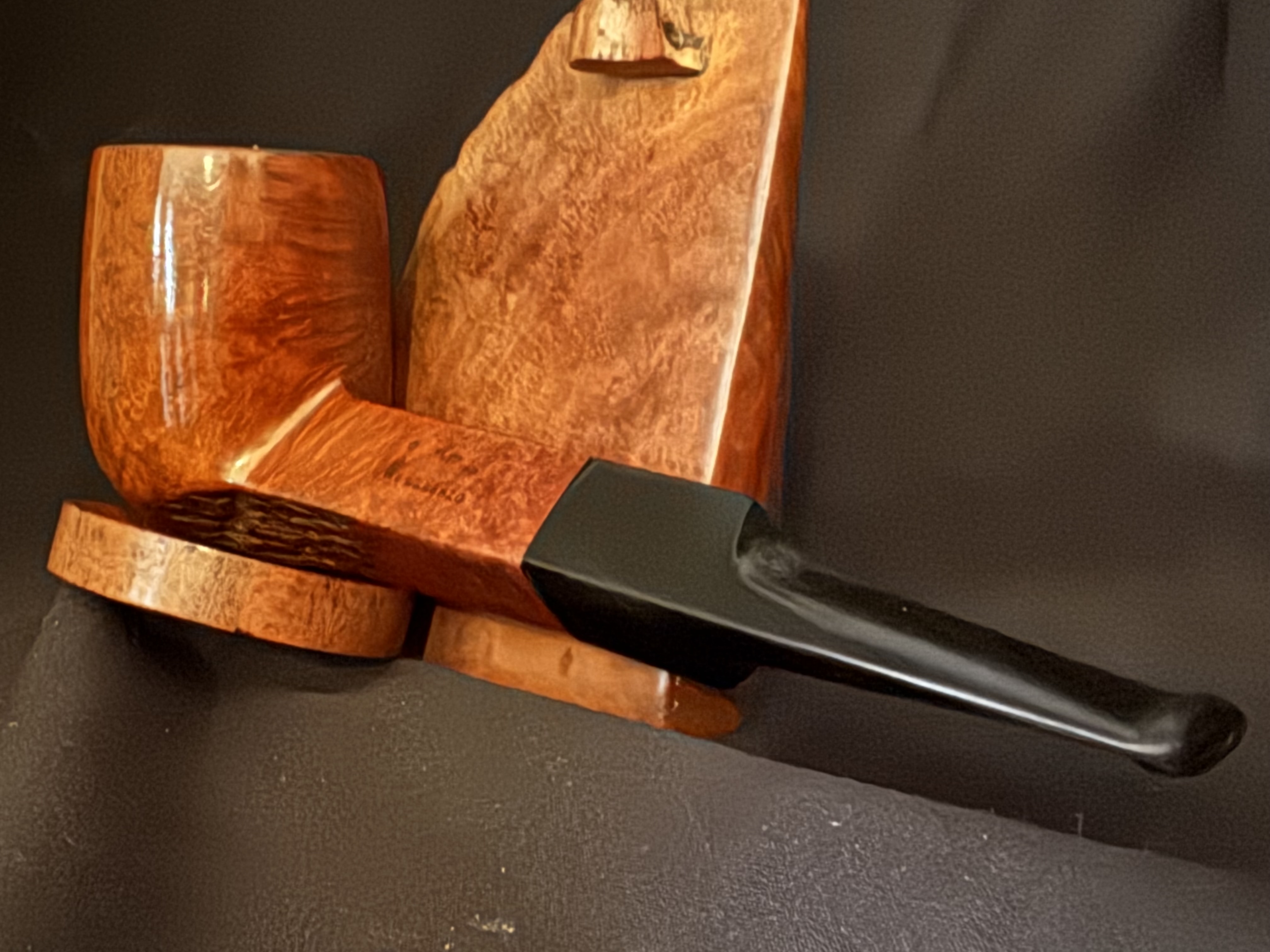 Spitfire by Lorenzo Smooth Straight Billiard Estate Pipe, Diamond Shank, Rustic Bowl Bottom, Vulcanite Saddle Stem, 9mm 9