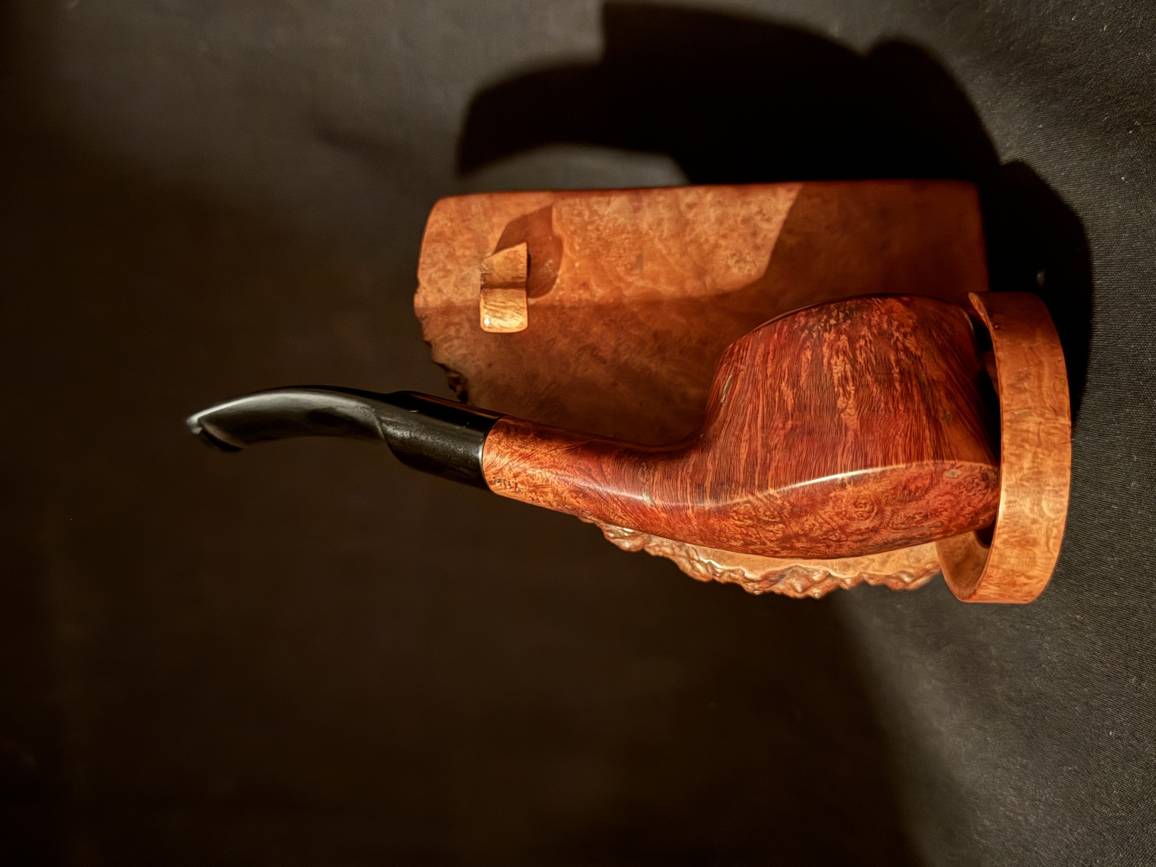 Madelcar Smooth Bent Volcano Briar Pipe, Vulcanite Saddle Stem, Estate 3
