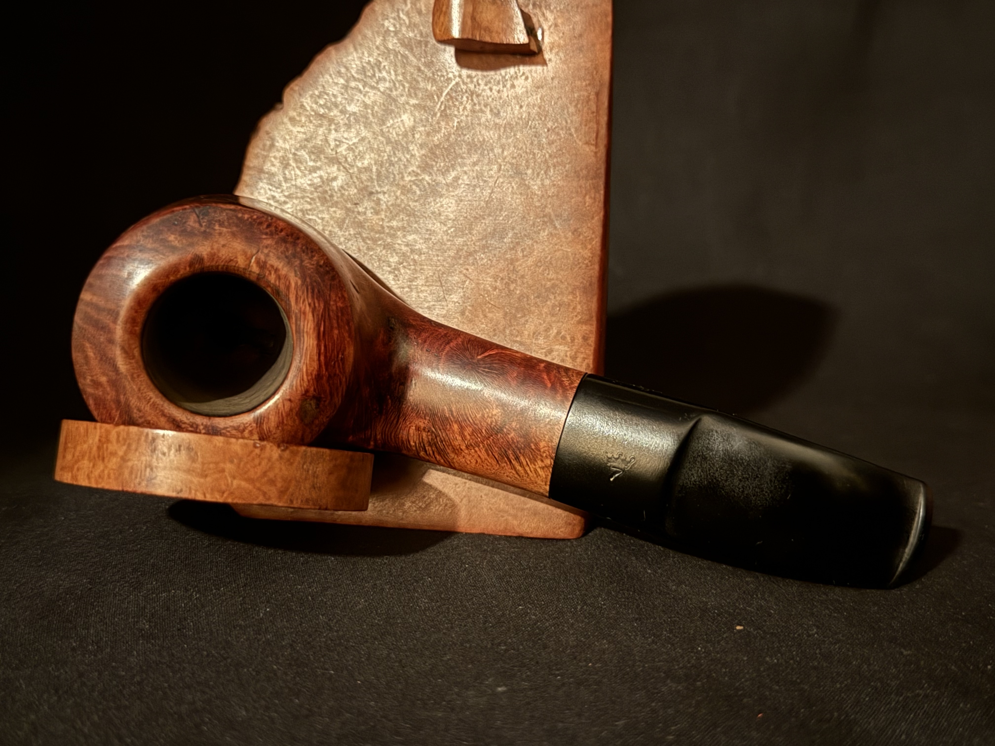 Madelcar Smooth Bent Volcano Briar Pipe, Vulcanite Saddle Stem, Estate 6