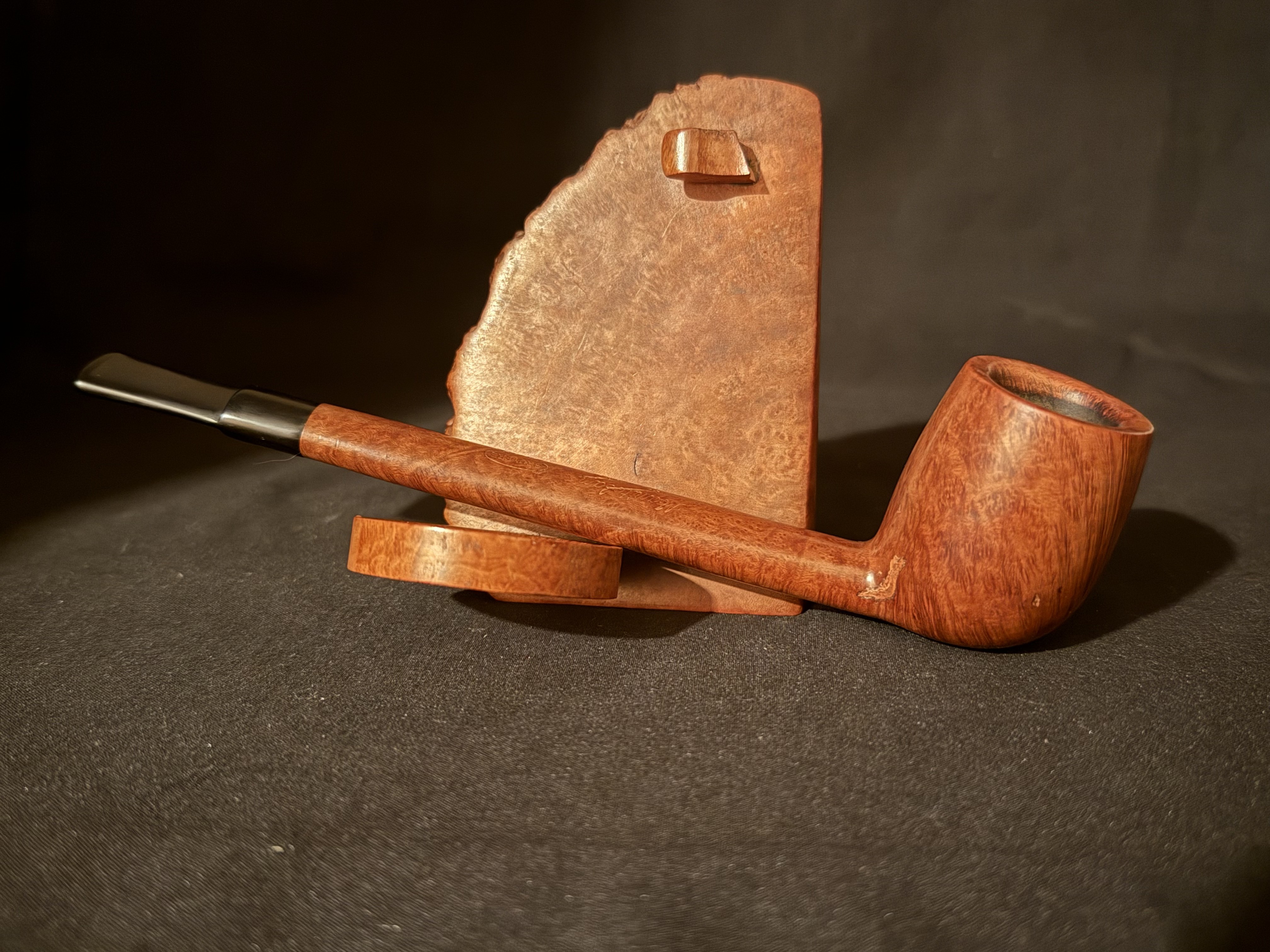 Manitoba St. Claude French Estate Lumberman Smooth Vulcanite Saddle Stem Pipe 4
