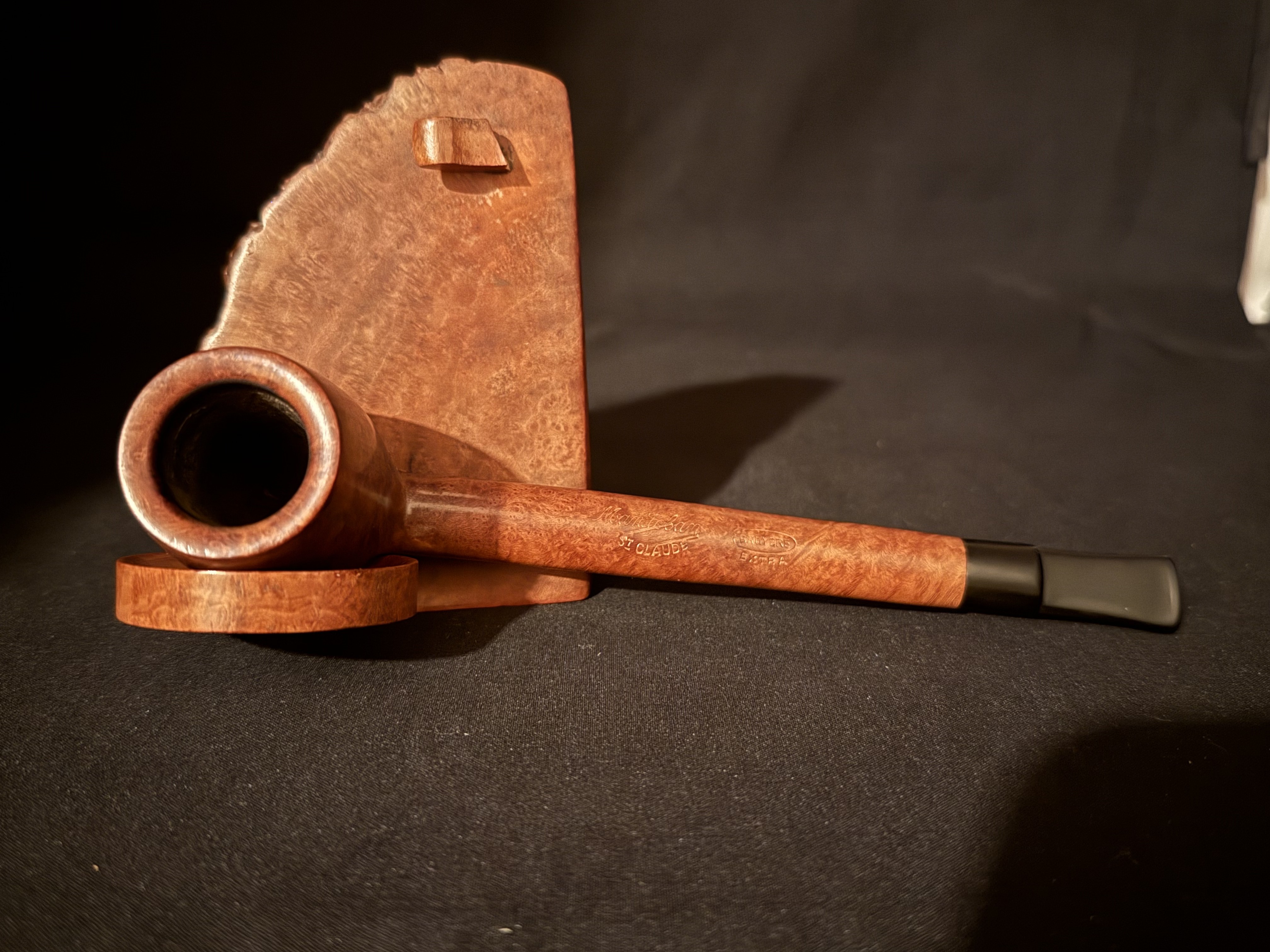 Manitoba St. Claude French Estate Lumberman Smooth Vulcanite Saddle Stem Pipe 5