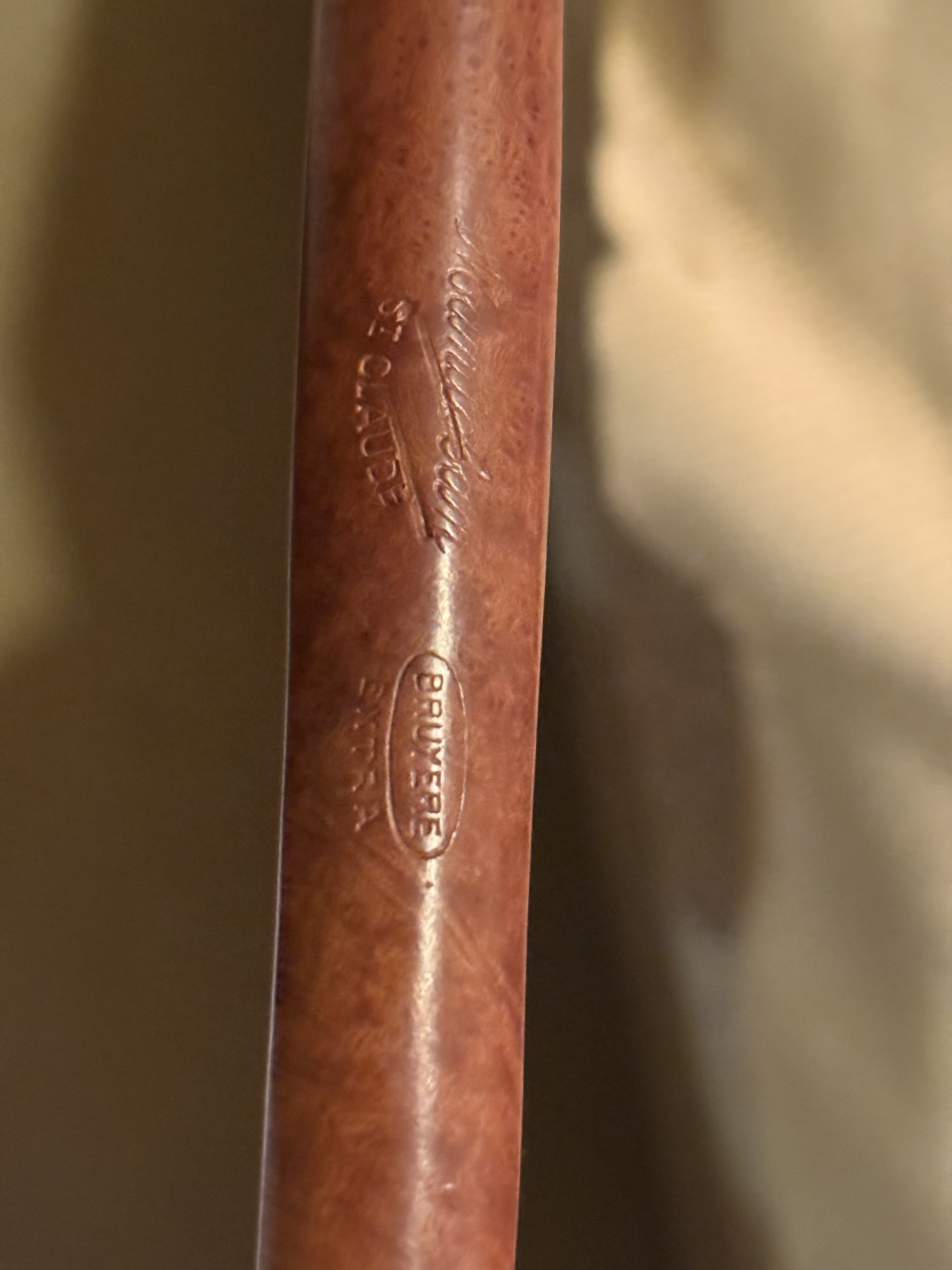 Manitoba St. Claude French Estate Lumberman Smooth Vulcanite Saddle Stem Pipe 7