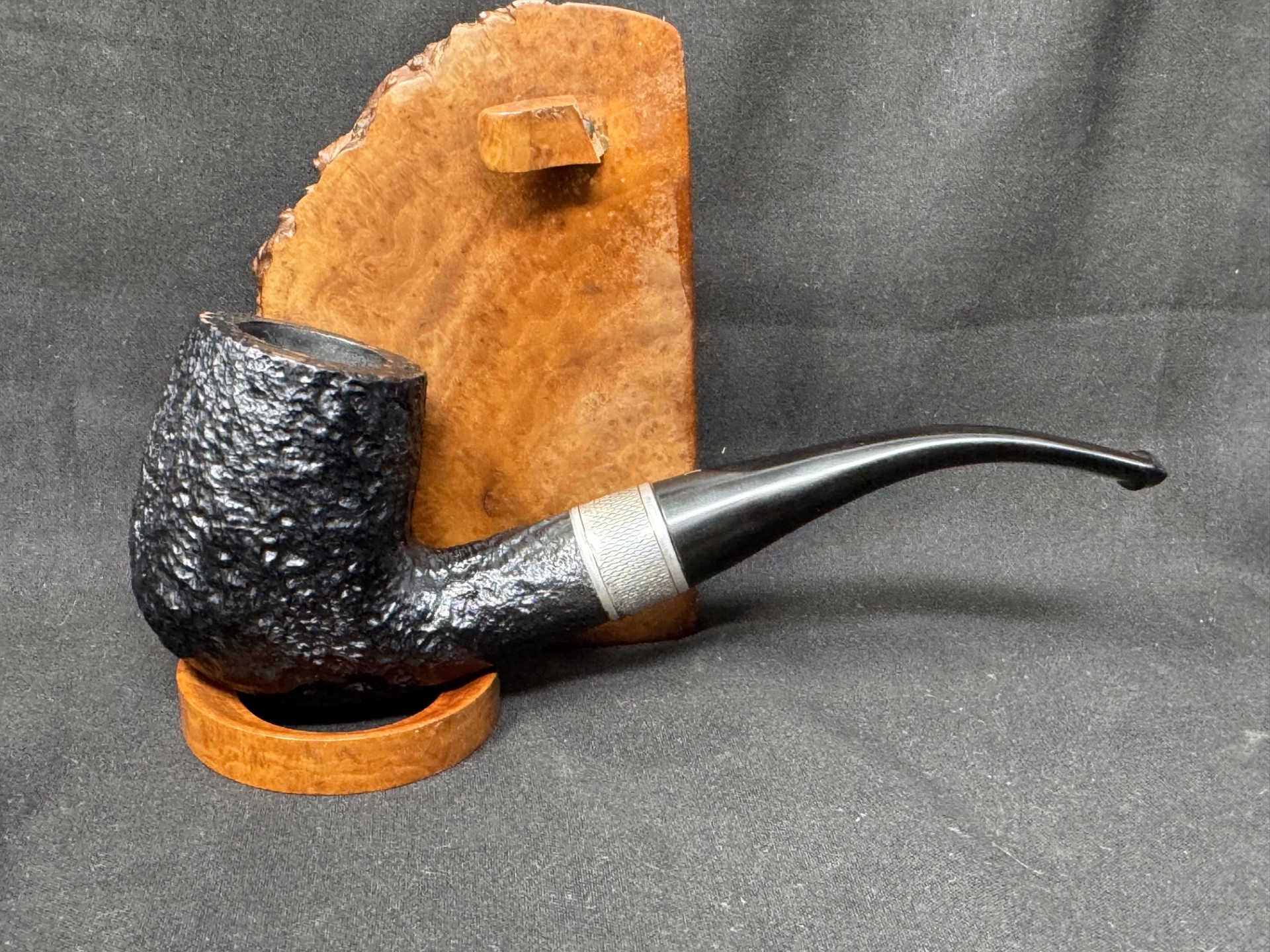 Masta of London Black Sandblast Bent Billiard Estate Pipe, Dunhill-Family Brand, Very Good Condition 3