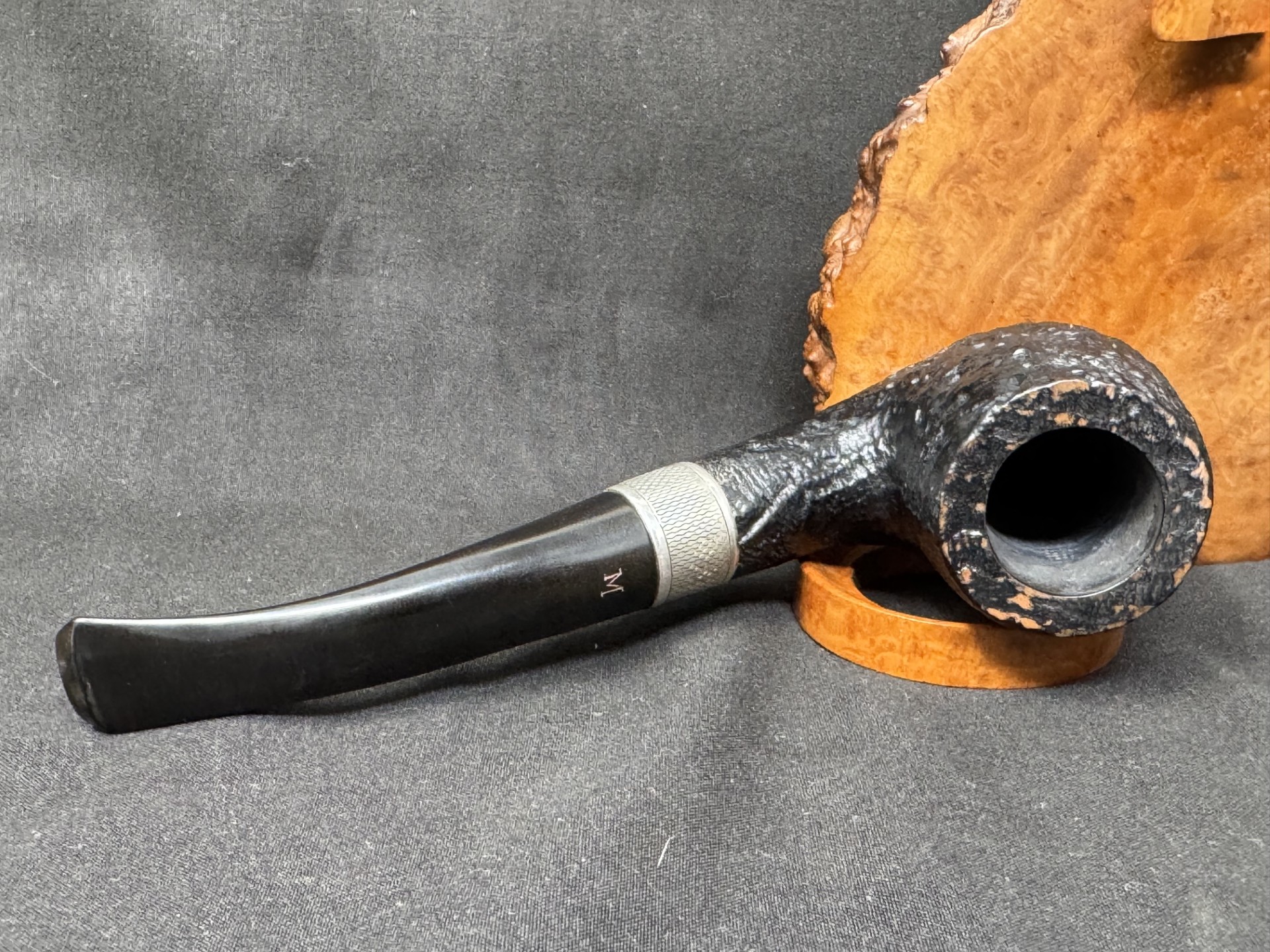 Masta of London Black Sandblast Bent Billiard Estate Pipe, Dunhill-Family Brand, Very Good Condition 5