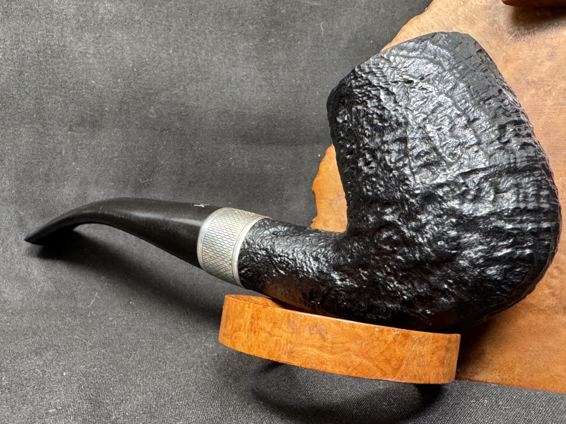 Masta of London Black Sandblast Bent Billiard Estate Pipe, Dunhill-Family Brand, Very Good Condition 7