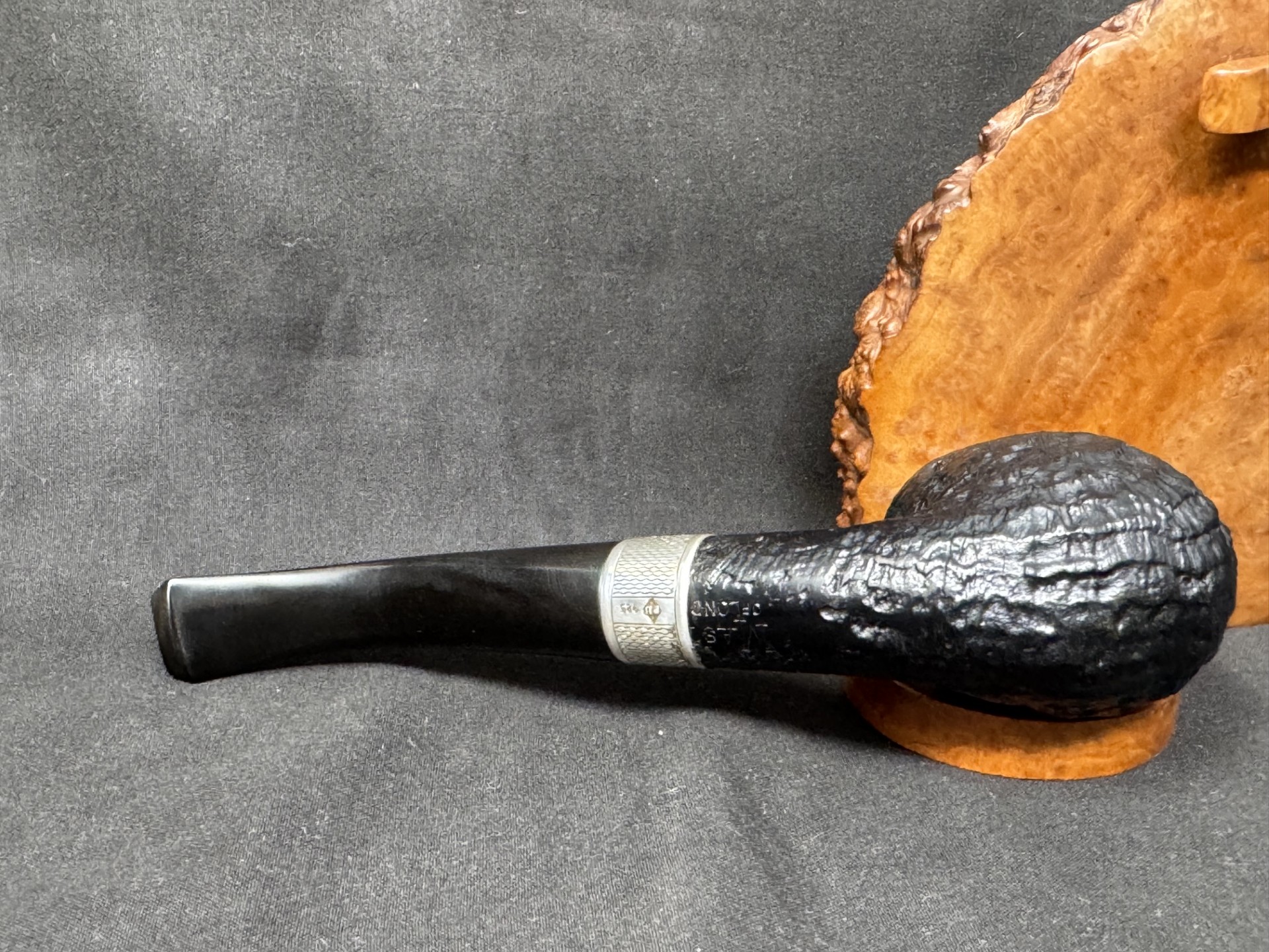Masta of London Black Sandblast Bent Billiard Estate Pipe, Dunhill-Family Brand, Very Good Condition